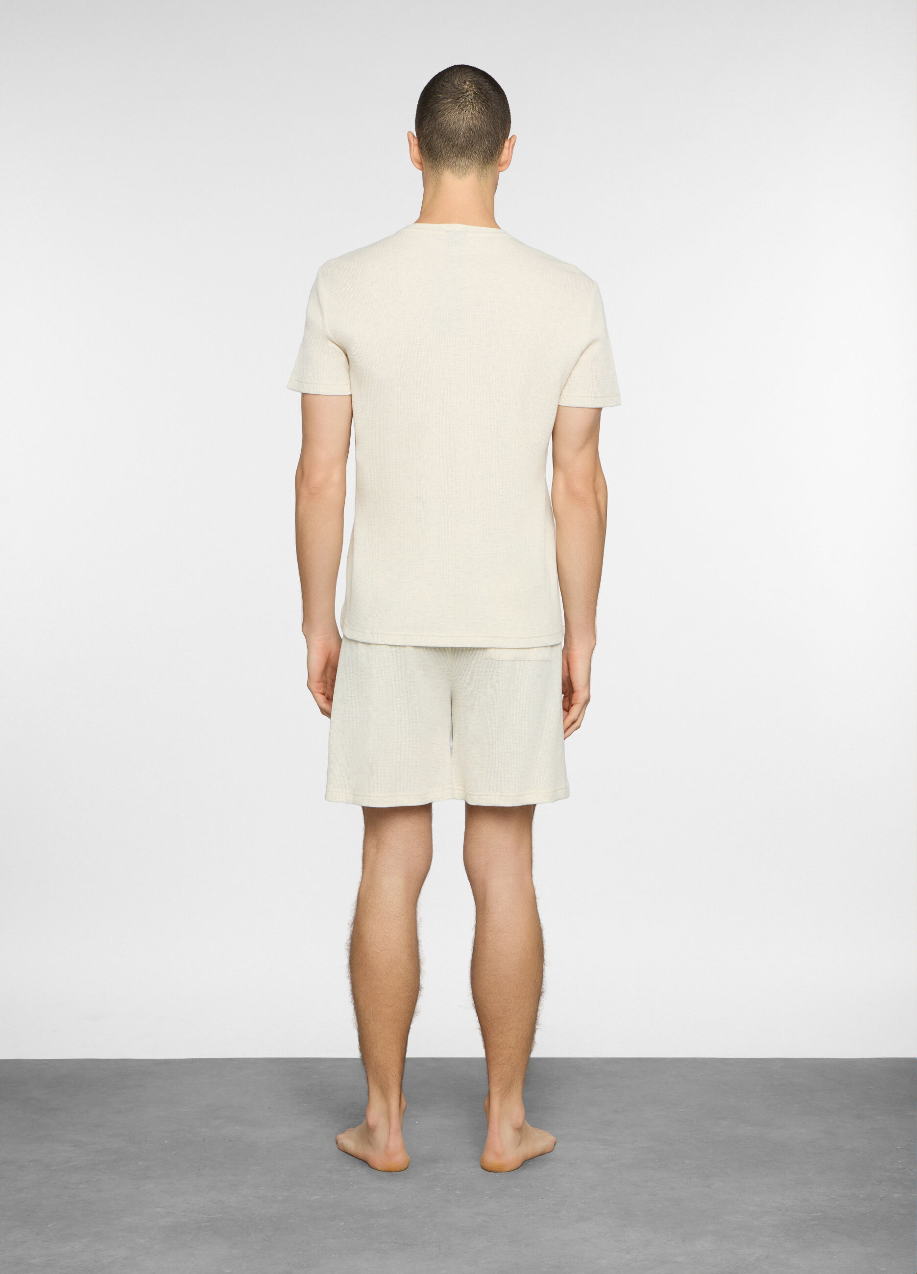 Pigiama corto in cotone a nido d'ape uomo_1