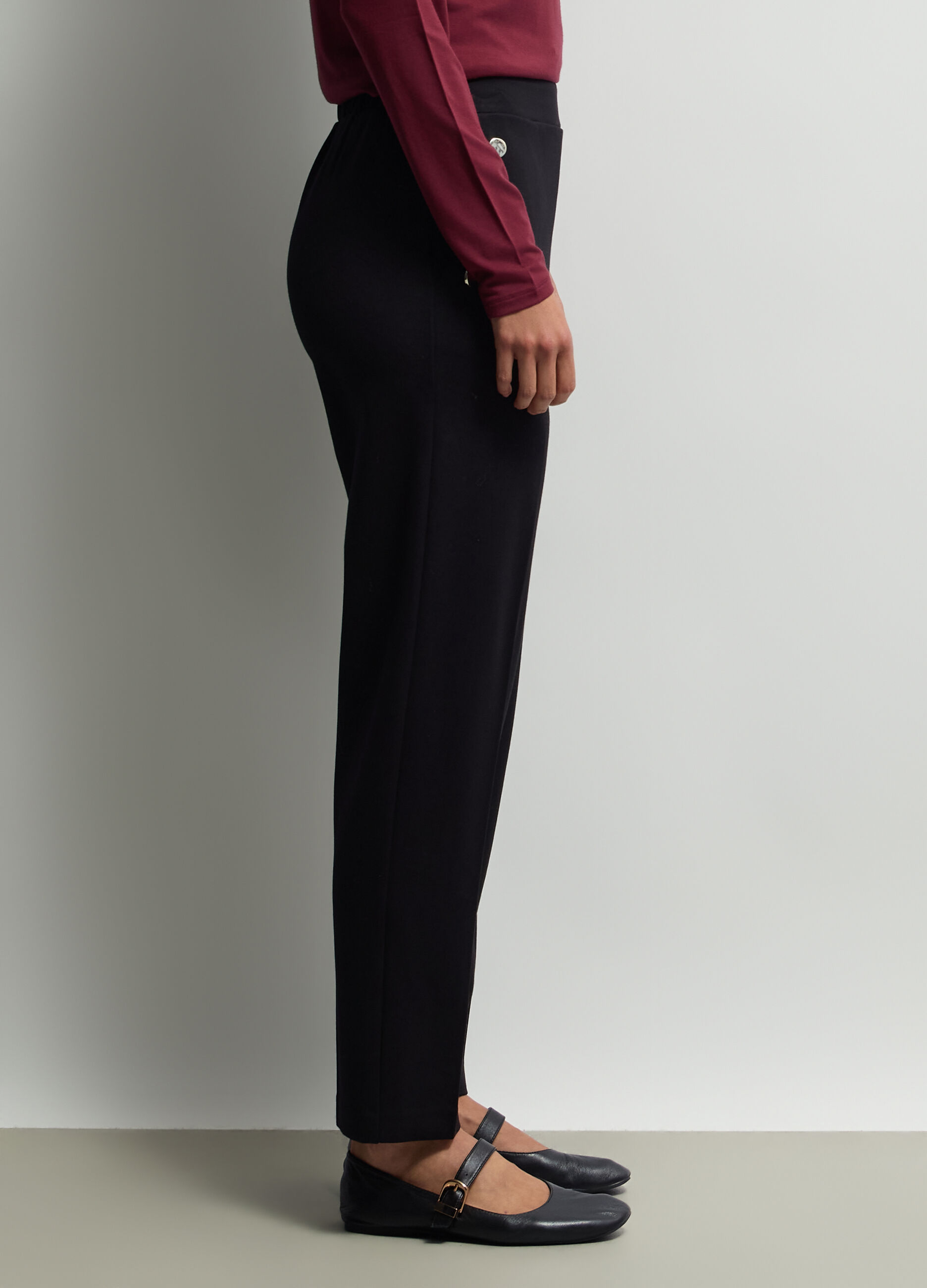 Pantalone Comfort Fit in Punto Milano misto viscosa stretch donna _1