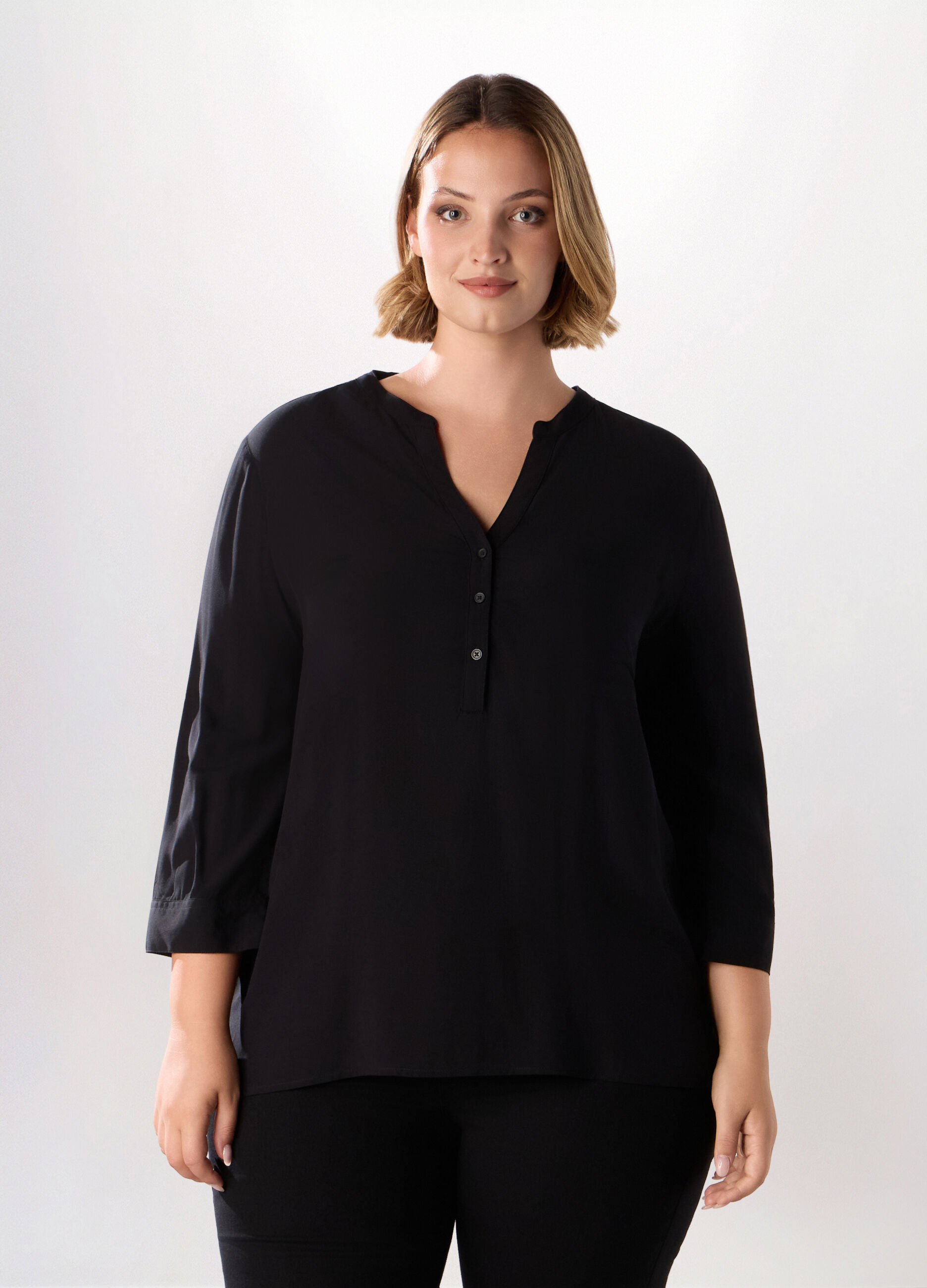 Camicetta in viscosa con maniche a 3/4 donna curvy_0