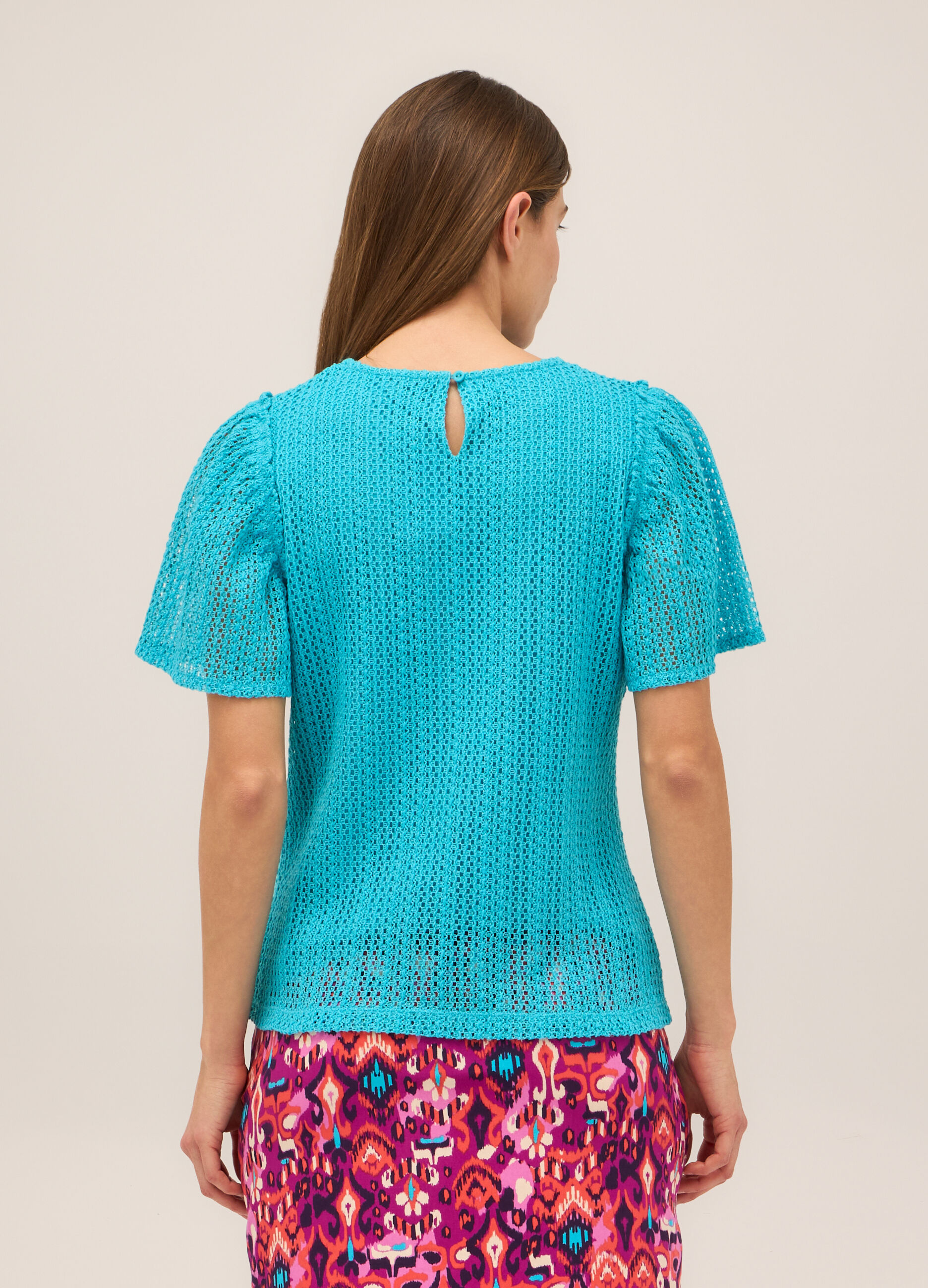 T-shirt in misto cotone lavorato donna_1