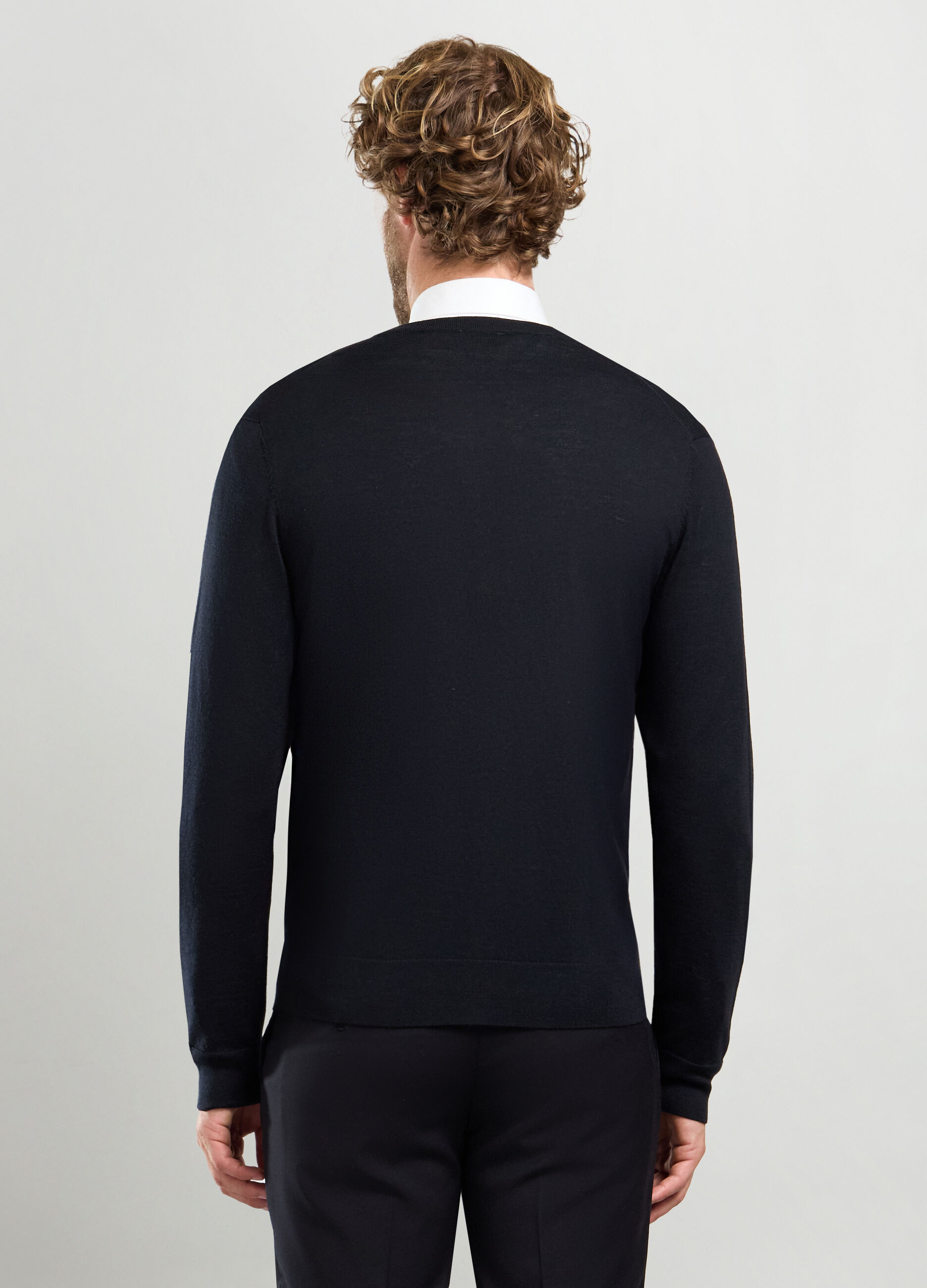 Cardigan collo a V in maglia rasata uomo_1