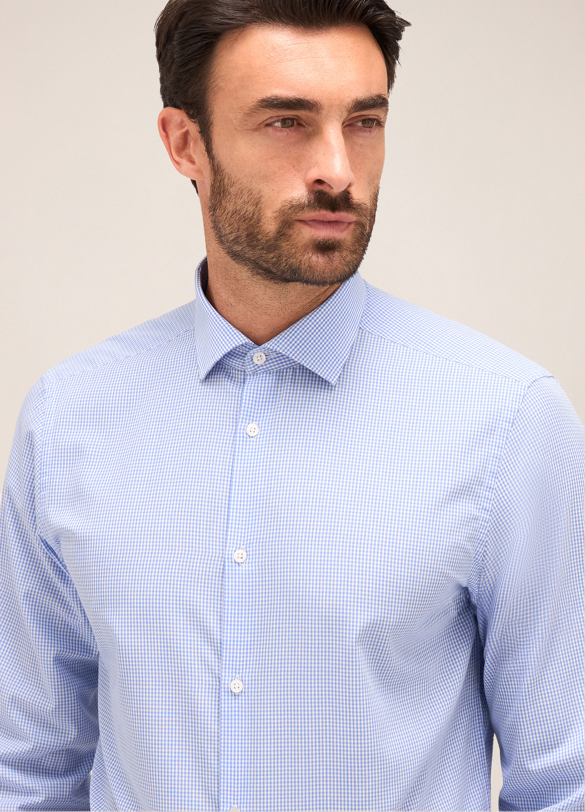 Camicia slim fit colletto classico in misto cotone uomo_2