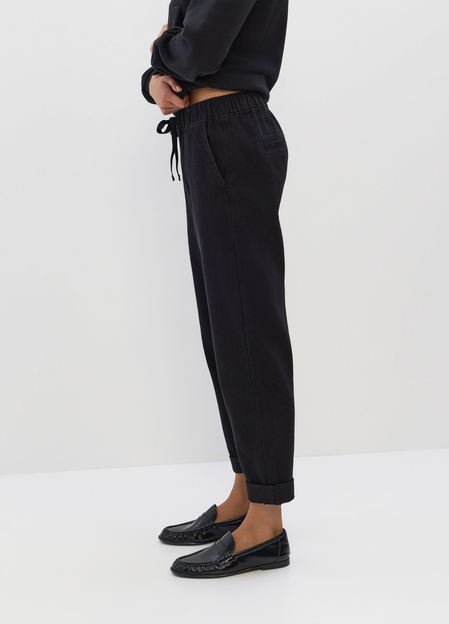 Jogger Fit Regular in denim misto cotone donna_3