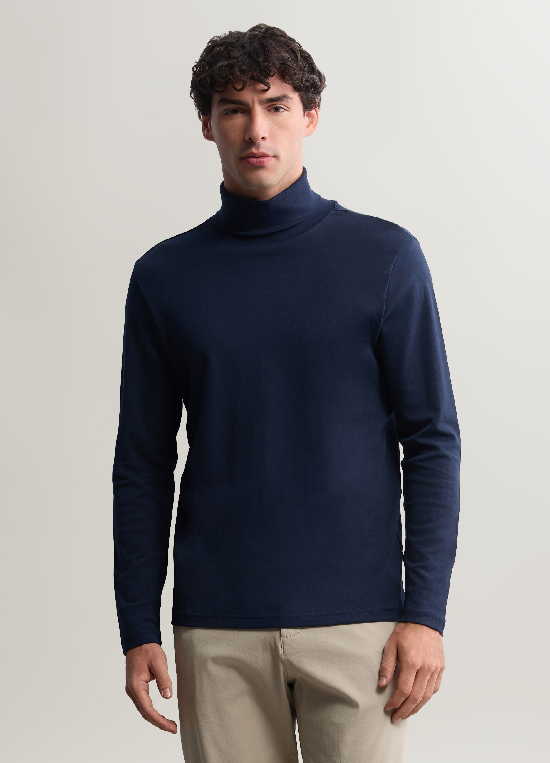 Maglia dolcevita in interlock di cotone uomo_0