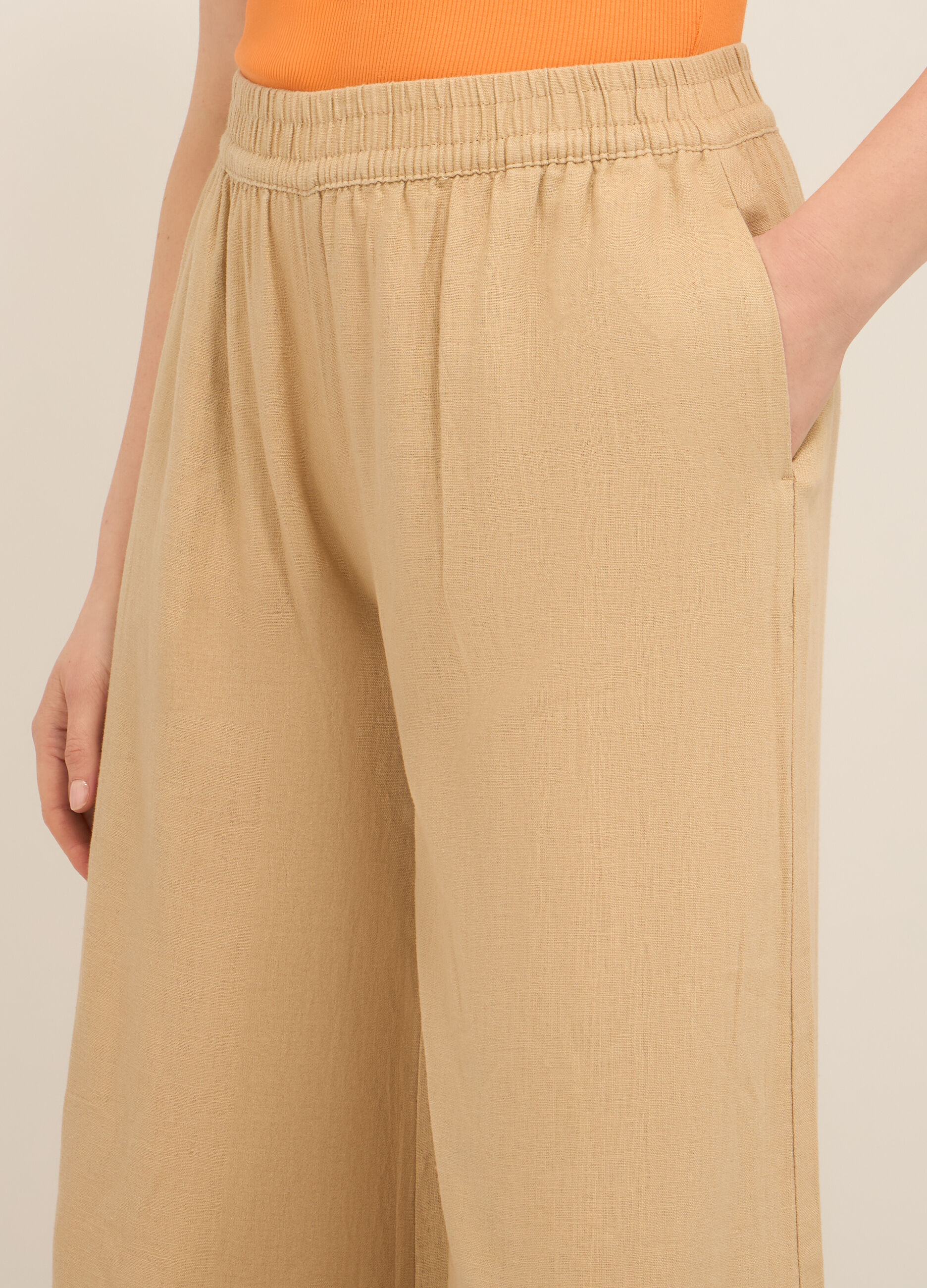 Pantalone palazzo in misto lino donna_2