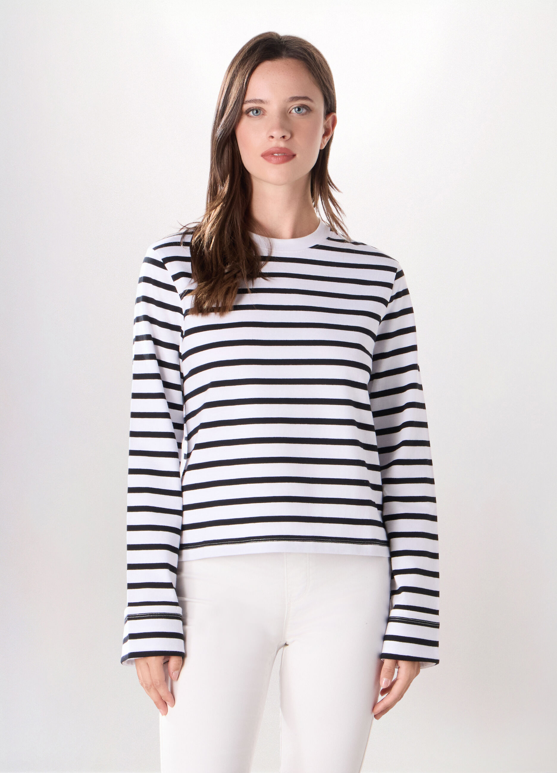 T-shirt in jersey di puro cotone donna_0