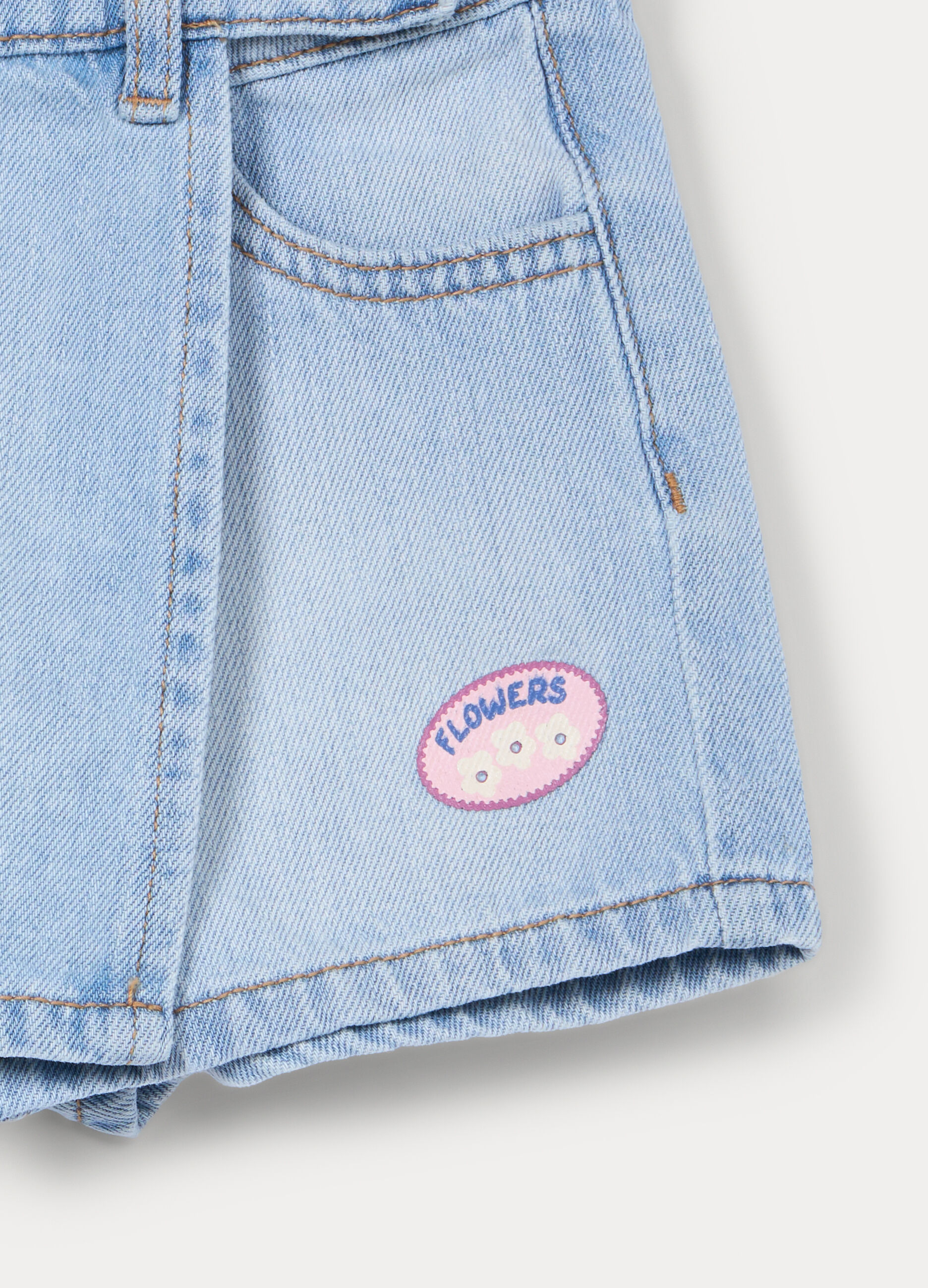 Gonna pantalone in denim misto cotone bambina_2