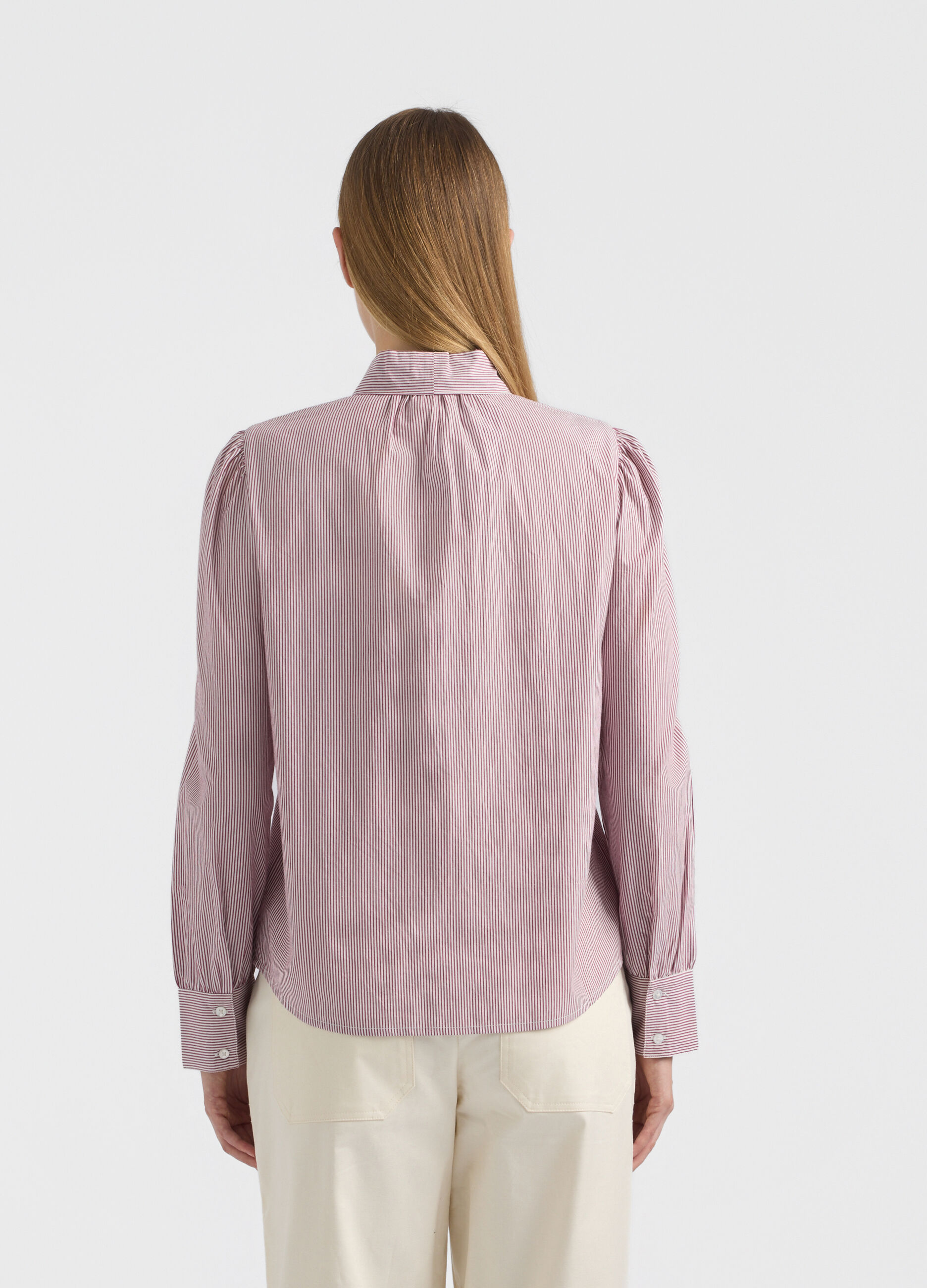 Camicia Fit Over con fiocco in puro cotone donna _2