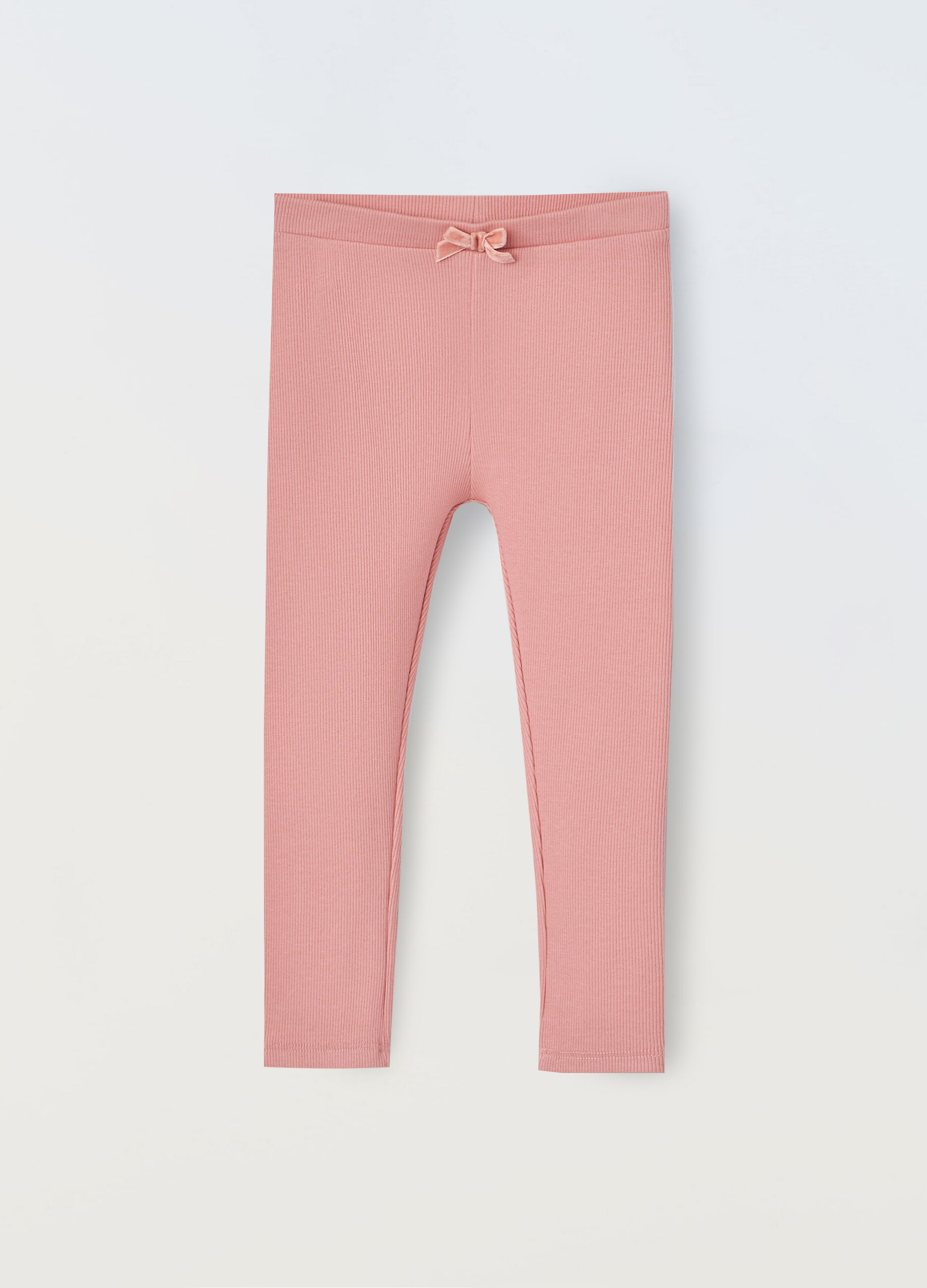 Leggings in costina di cotone stretch neonata_0
