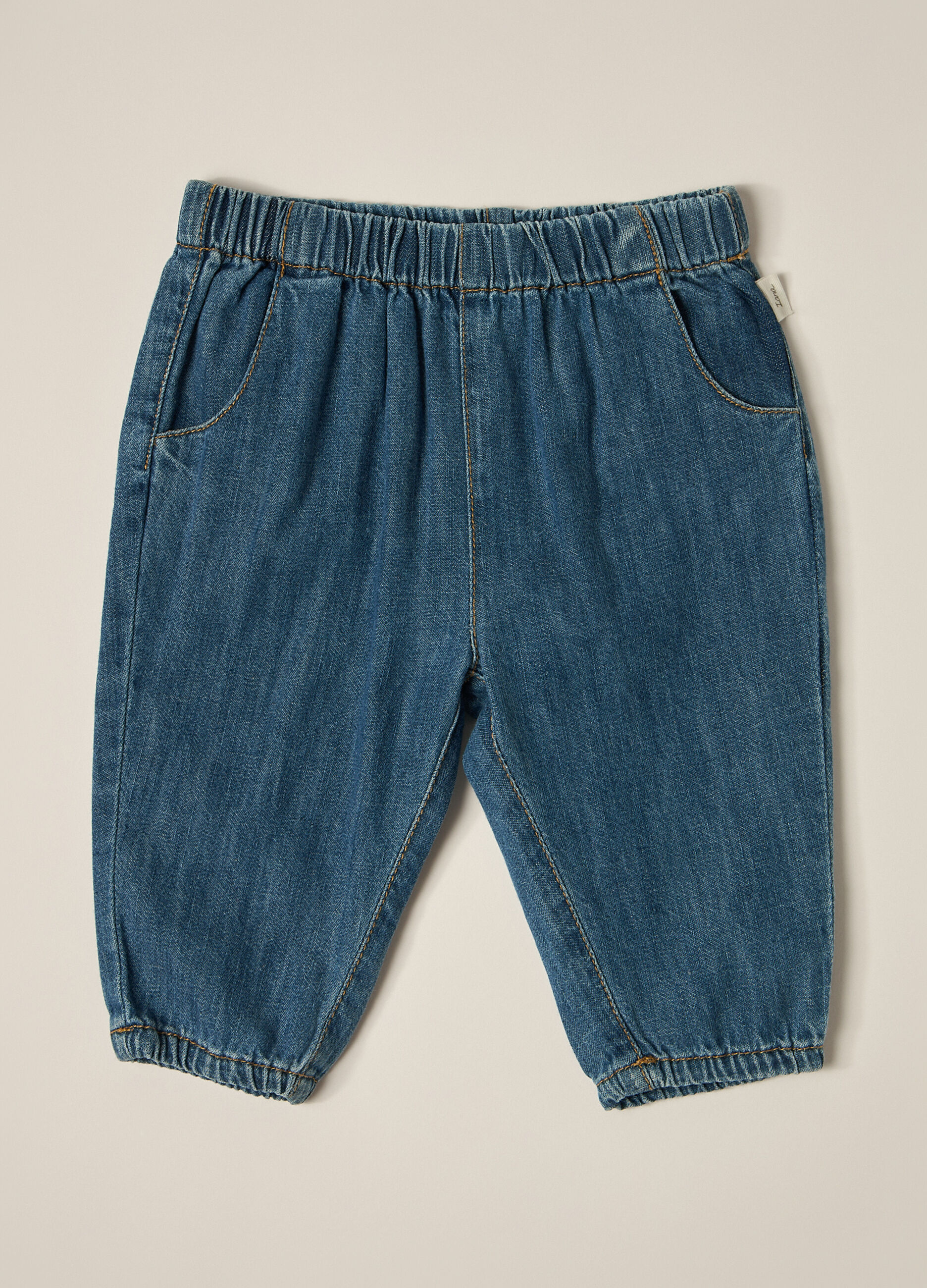 Pantaloni in denim di puro cotone IANA neonato