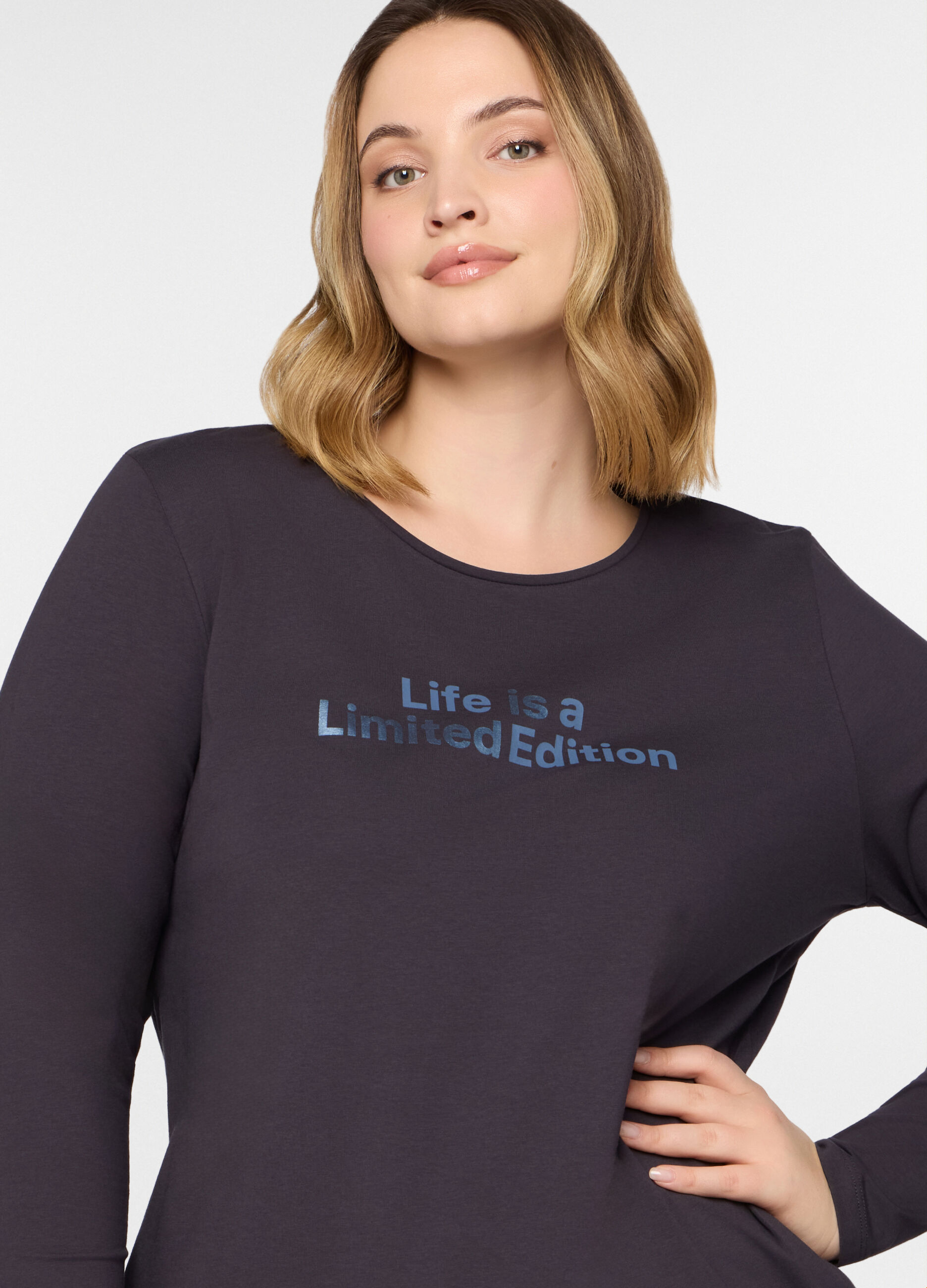 T-shirt girocollo stretch donna curvy_2