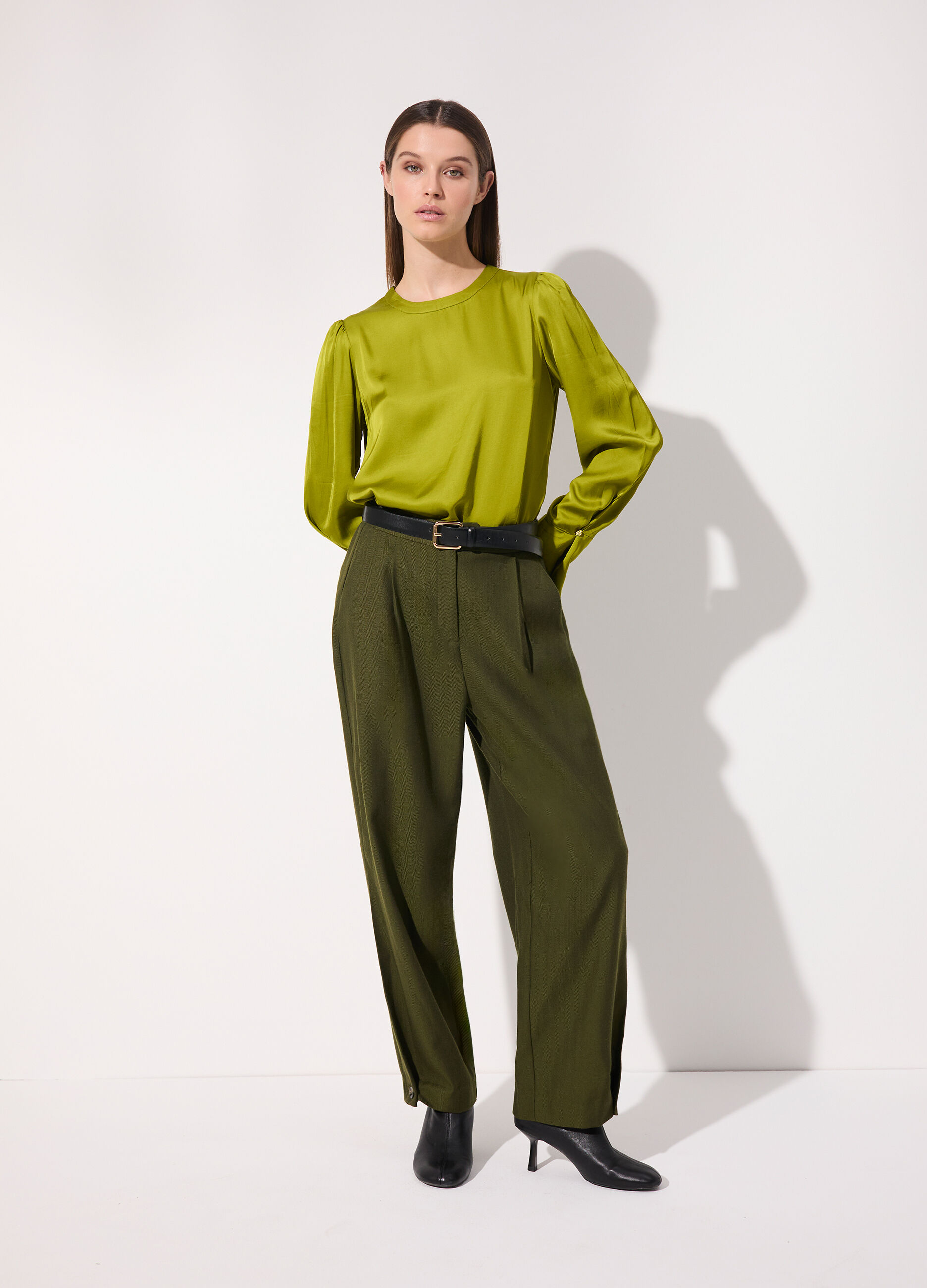 Pantalone carrot in misto lana spinata donna_0