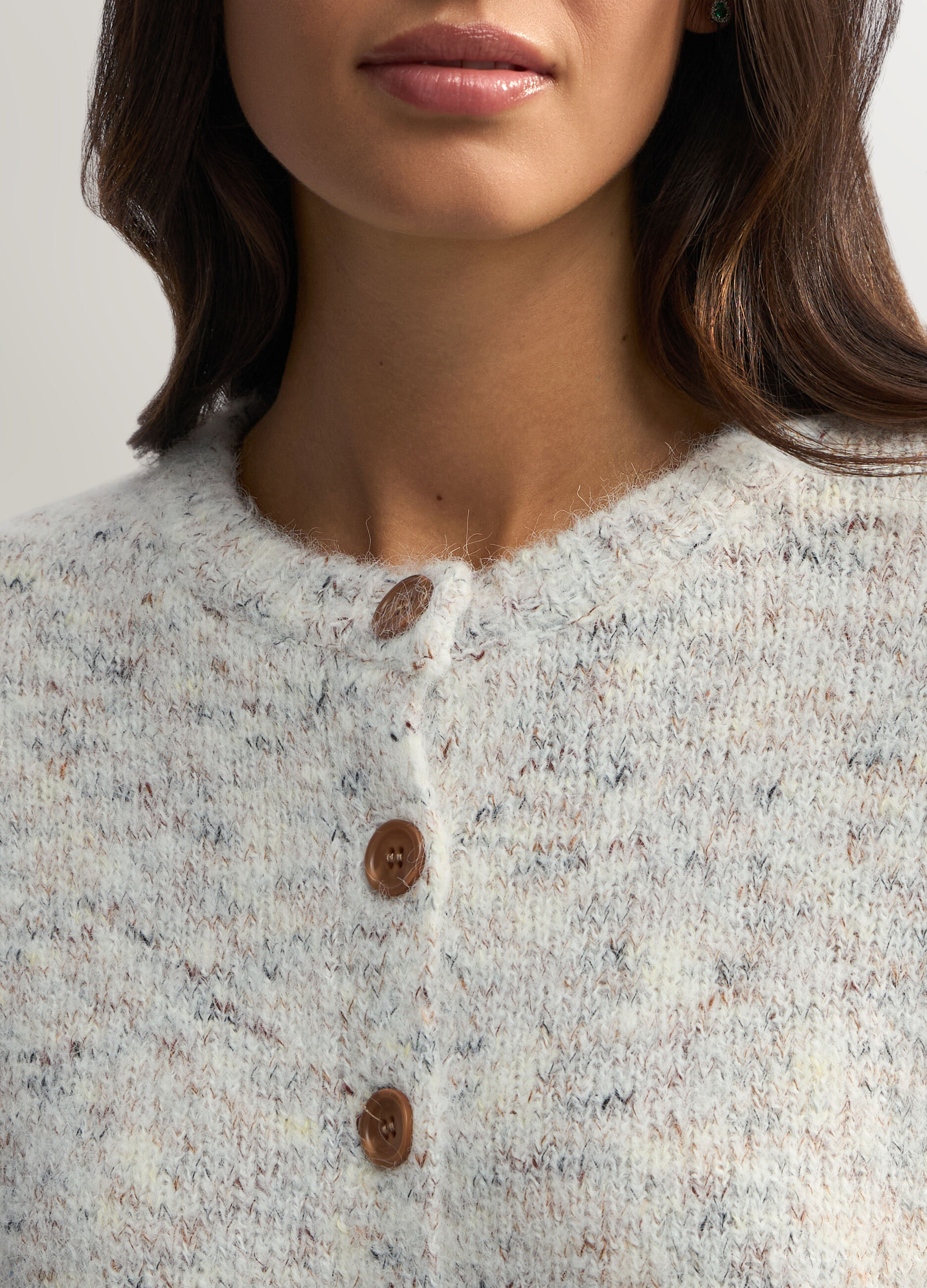 Cardigan girocollo rasato donna_2