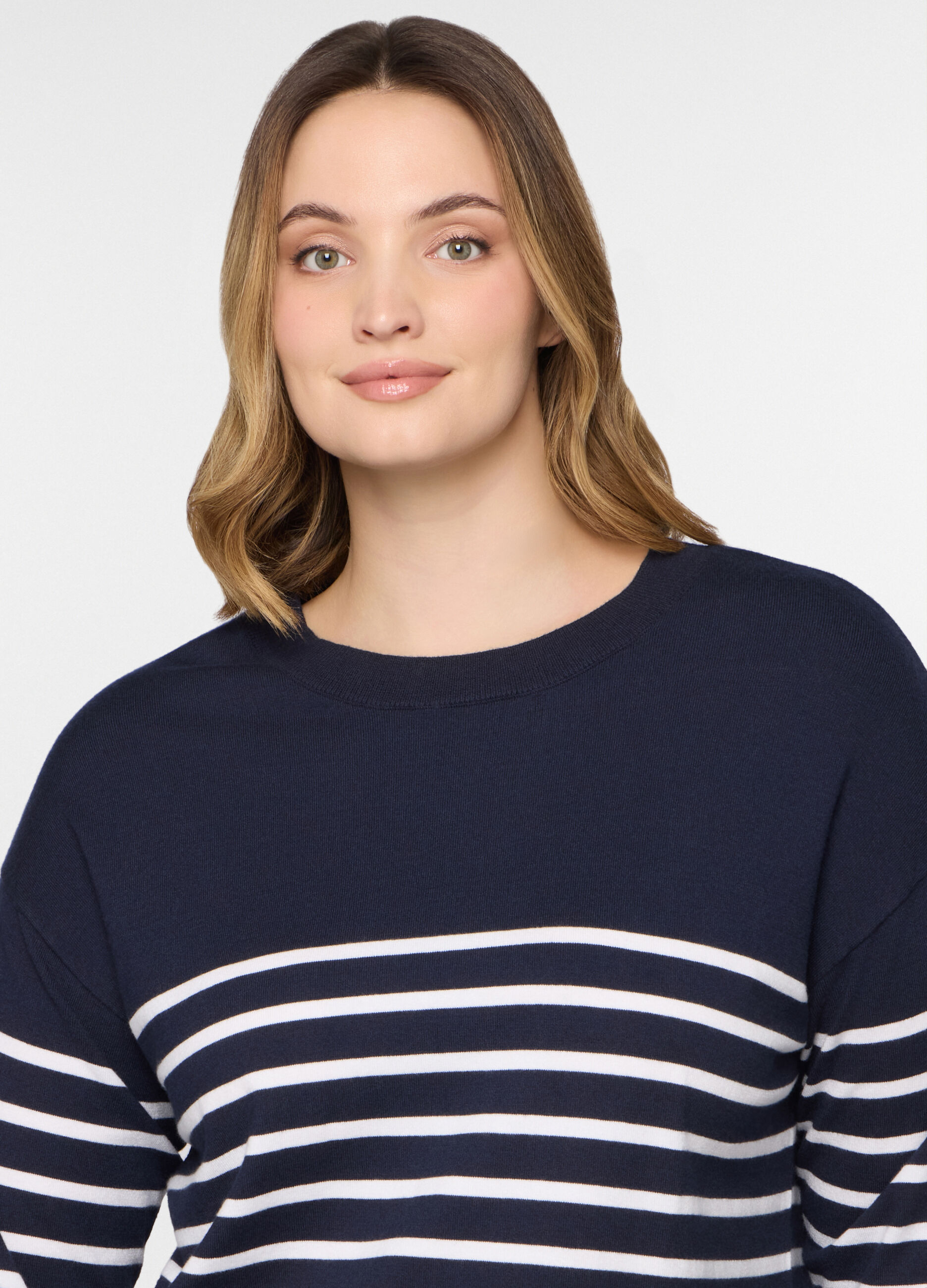 Maglia girocollo operata con inserto donna curvy_2