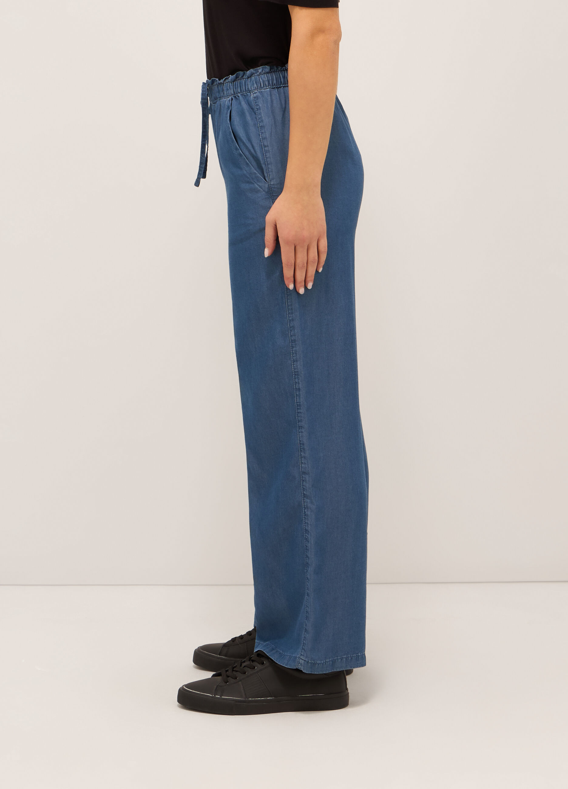 Pantaloni wide leg in pura lyocell donna_2