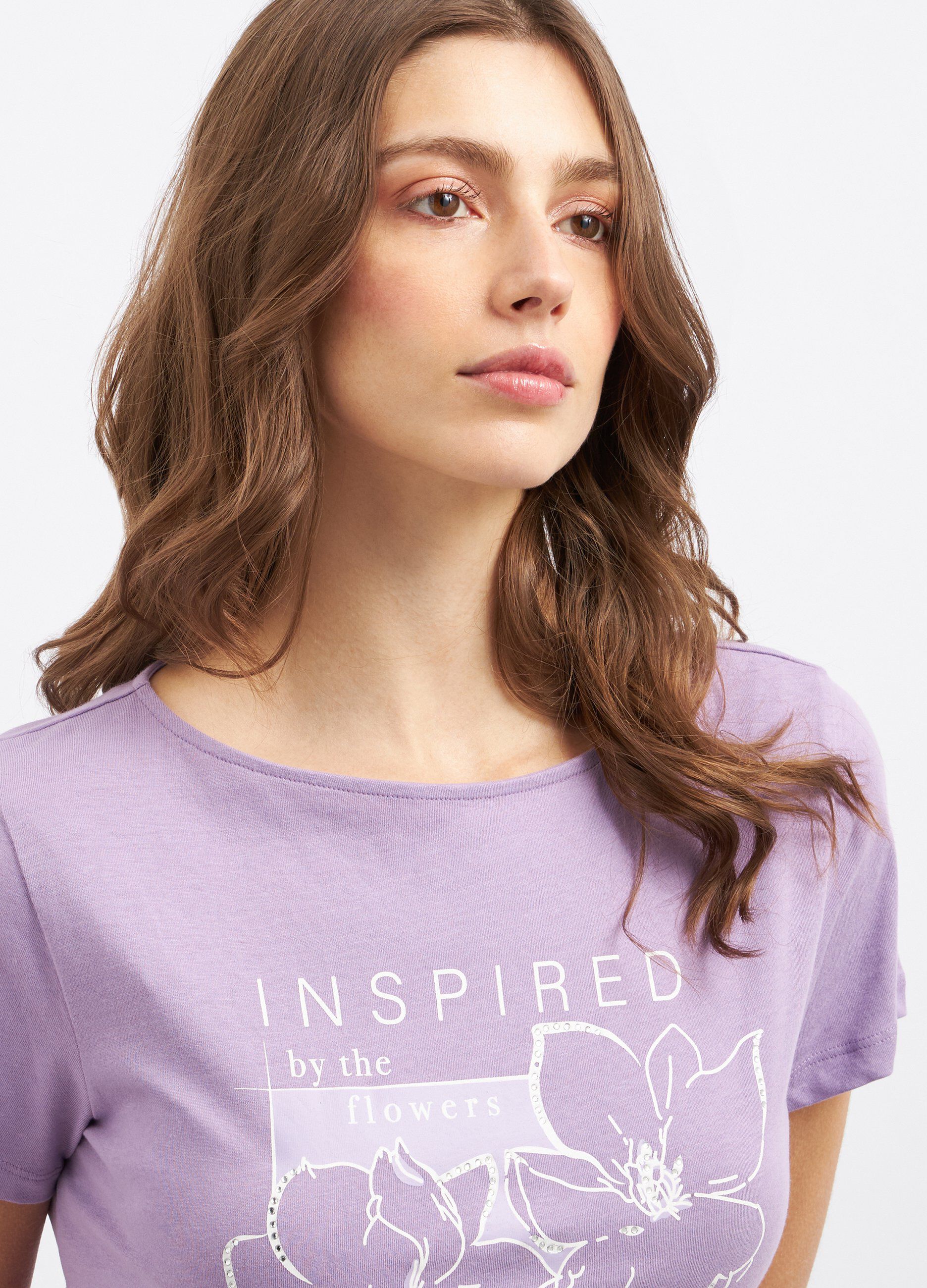 T-shirt in puro cotone con scollo a barchetta donna_2