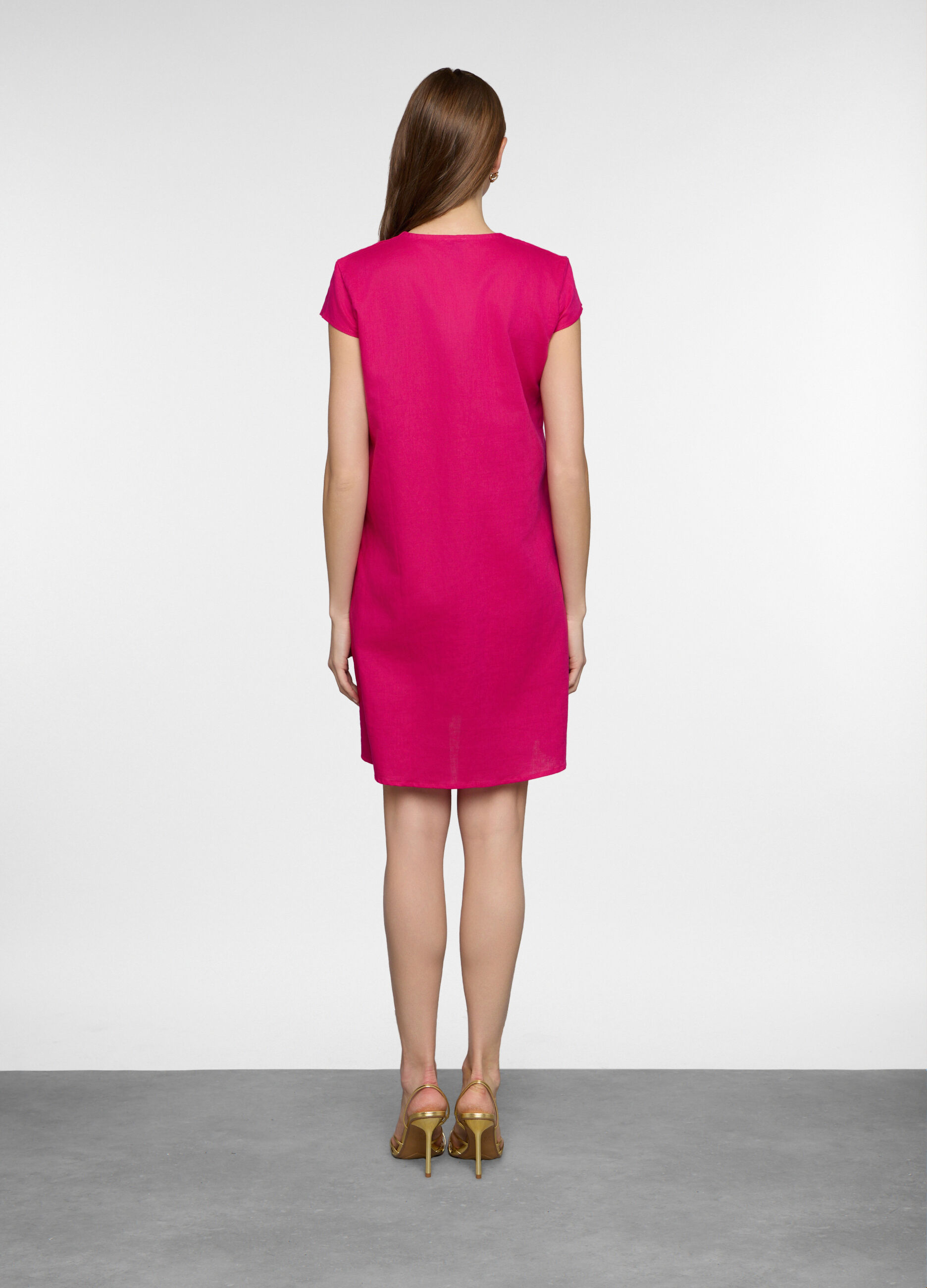 Abito corto misto lino donna_1