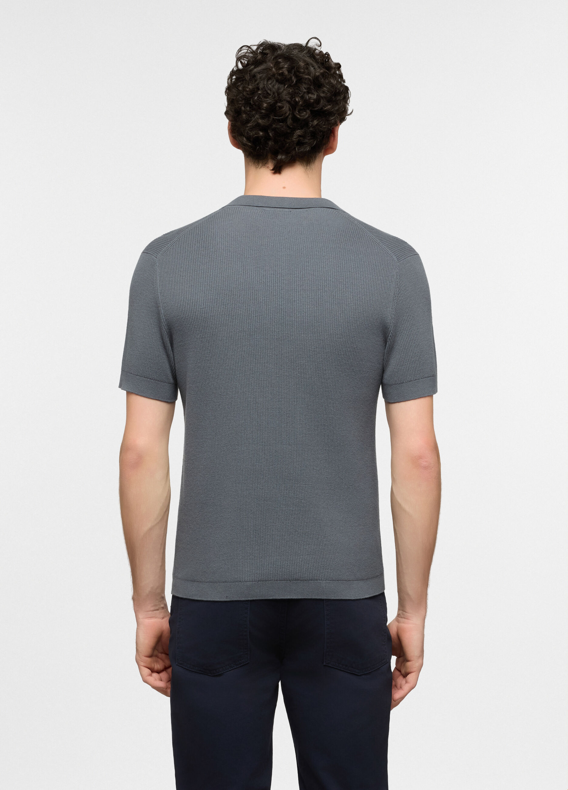 Polo a maniche corte in cotone a costine uomo_1