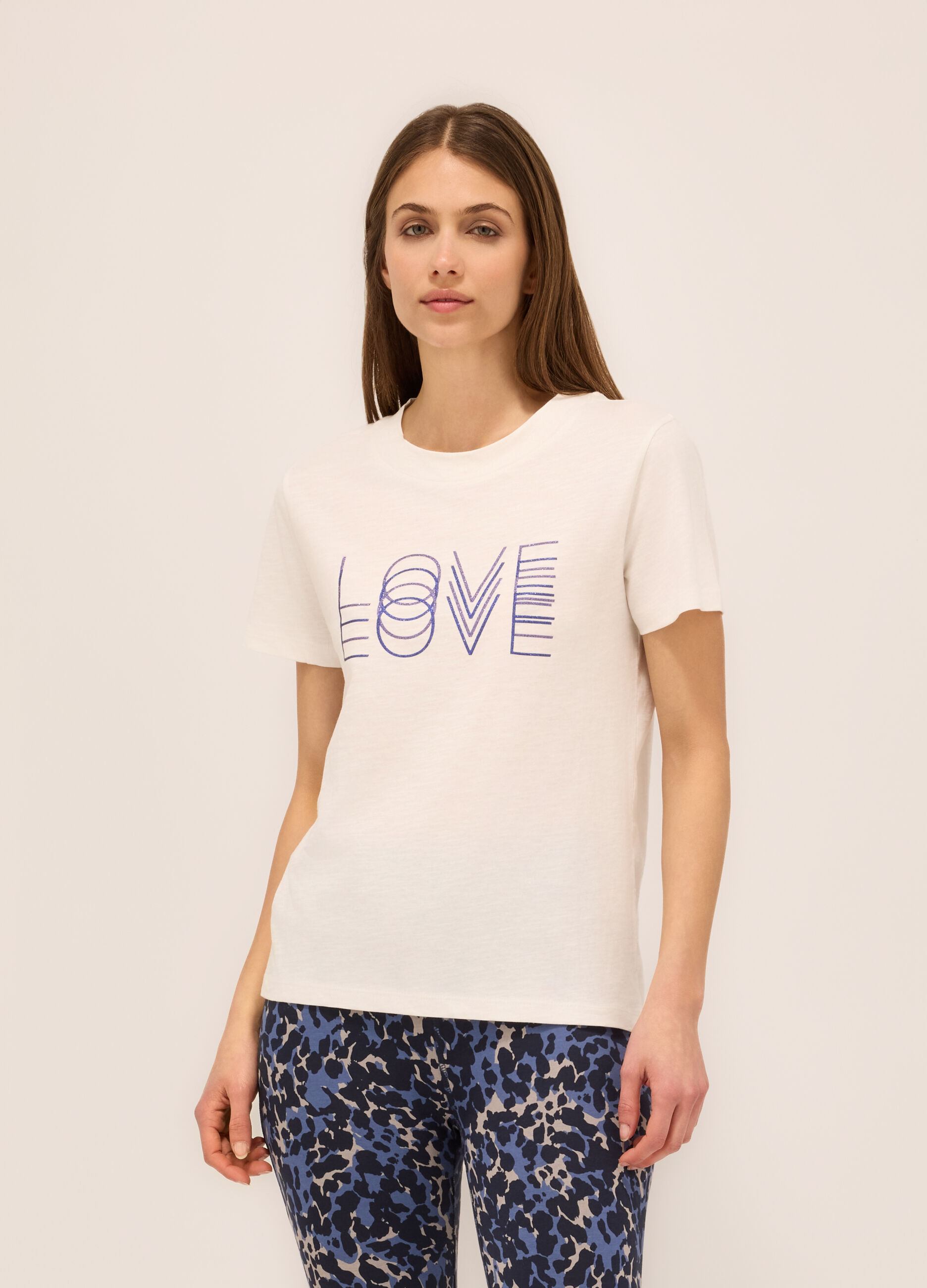 T-shirt in jersey slub di puro cotone donna_0