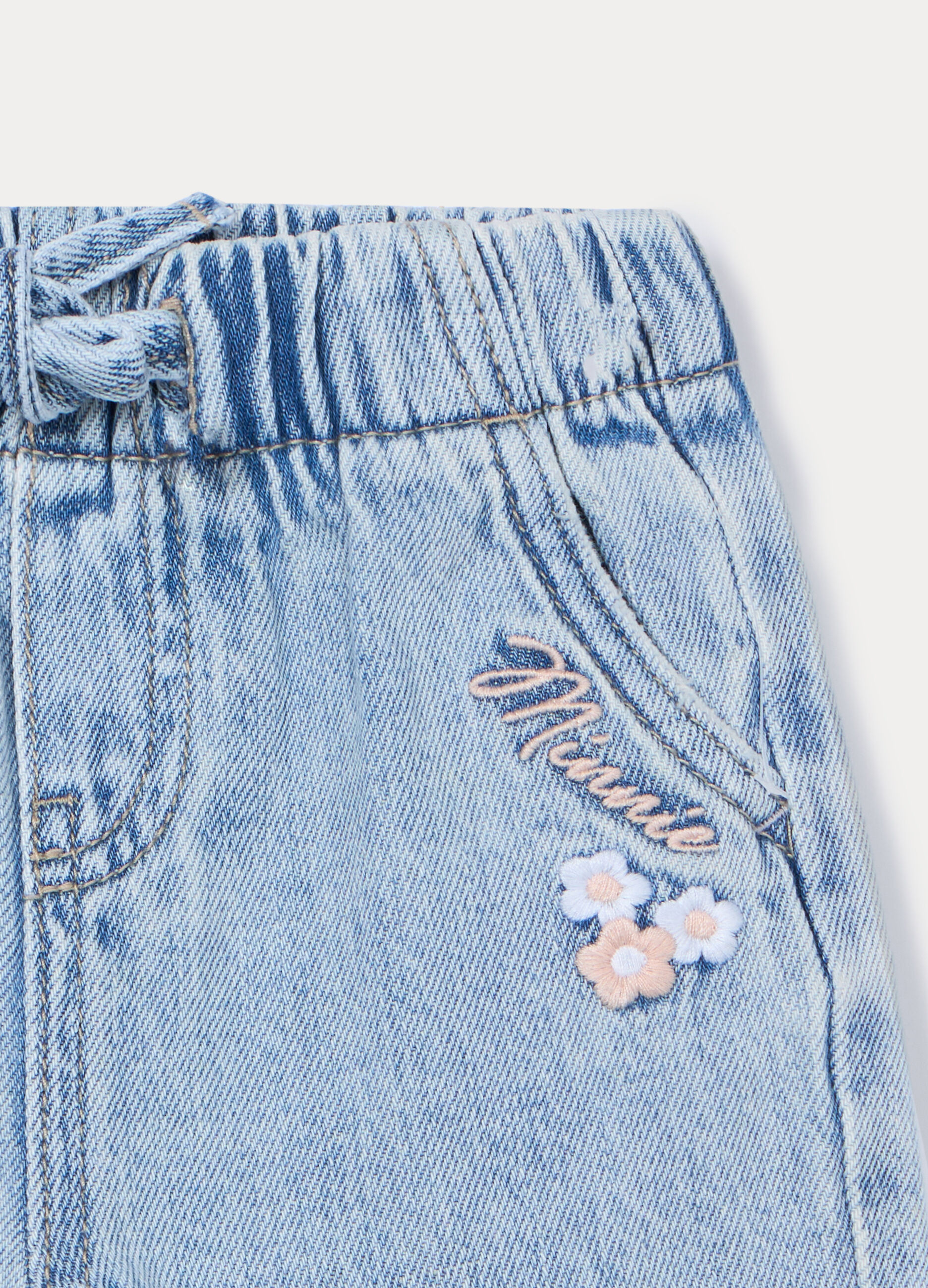 Jogger wide leg in denim misto cotone bimba_2