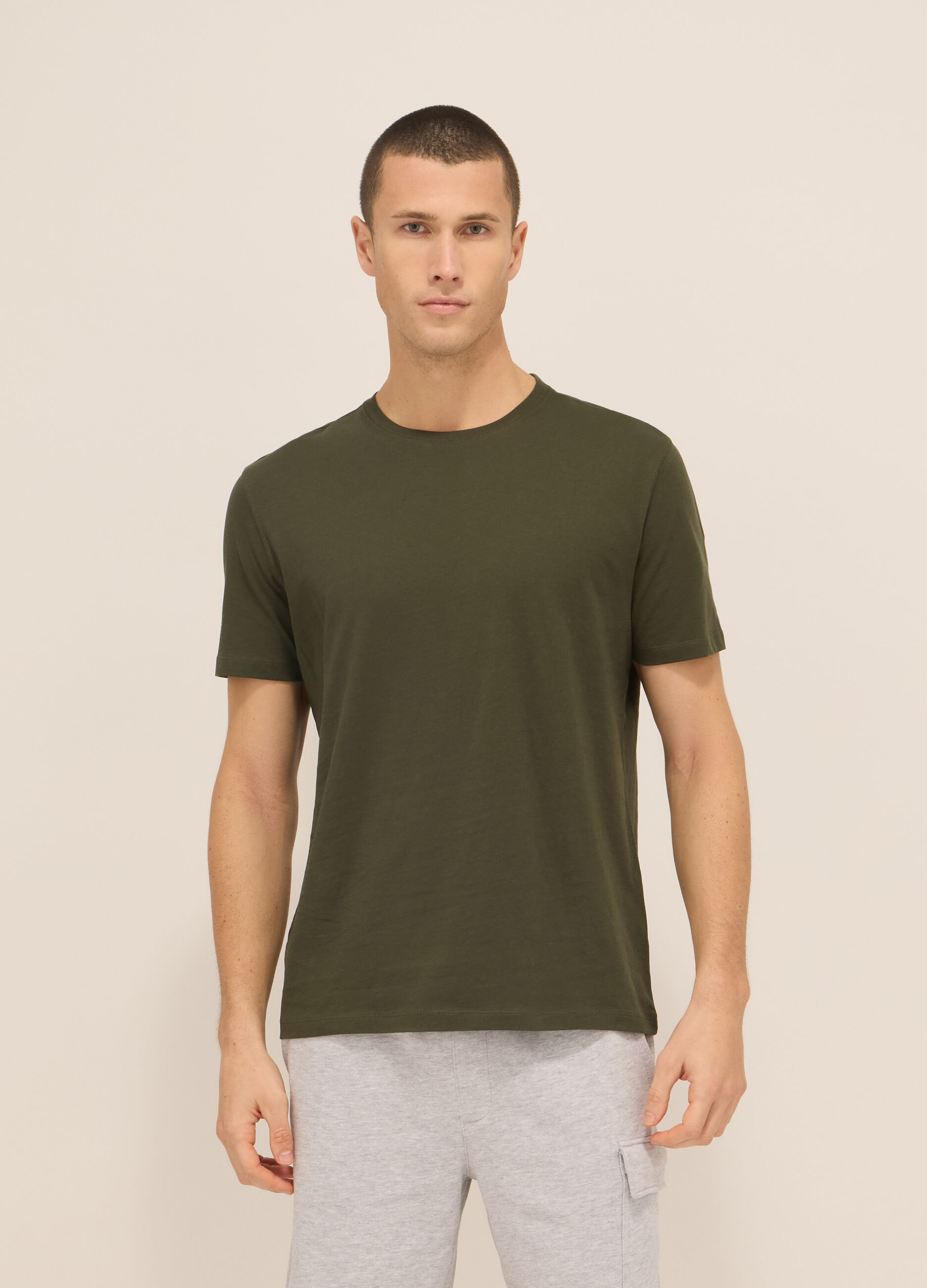 T-shirt girocollo in jersey di puro cotone uomo_0