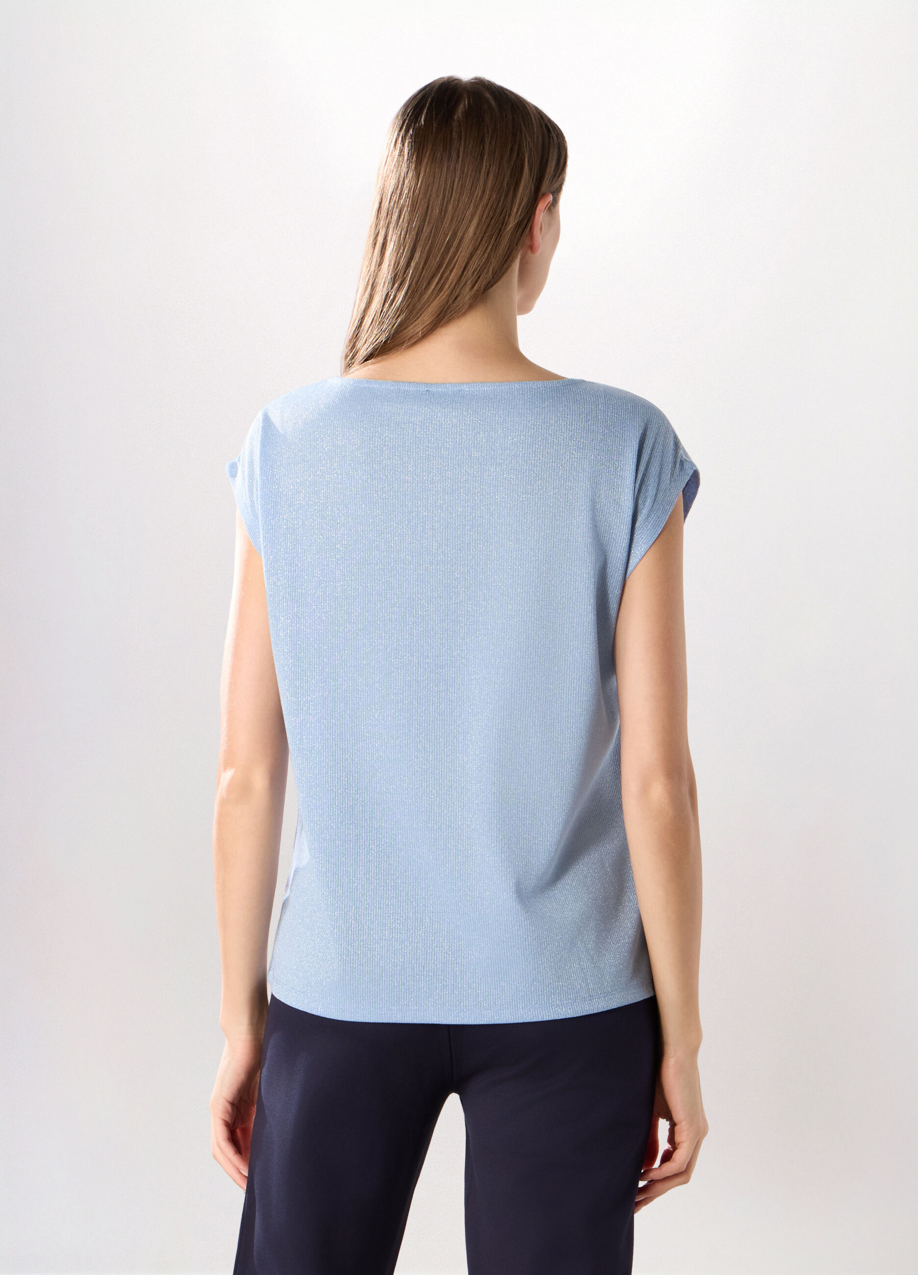 Top con lavorazione in filo lurex donna_1
