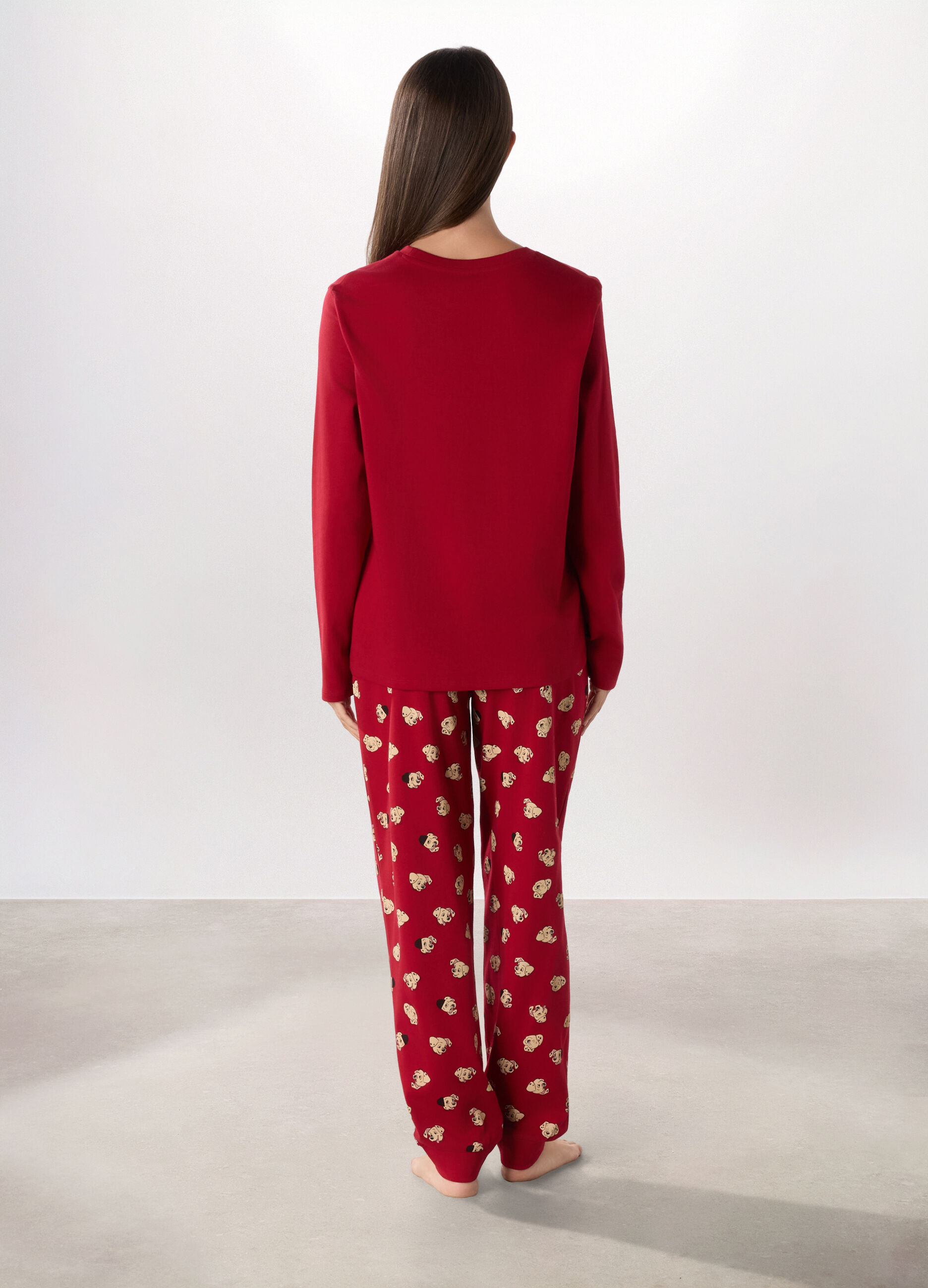 Set pigiama lungo in interlock di puro cotone donna_1