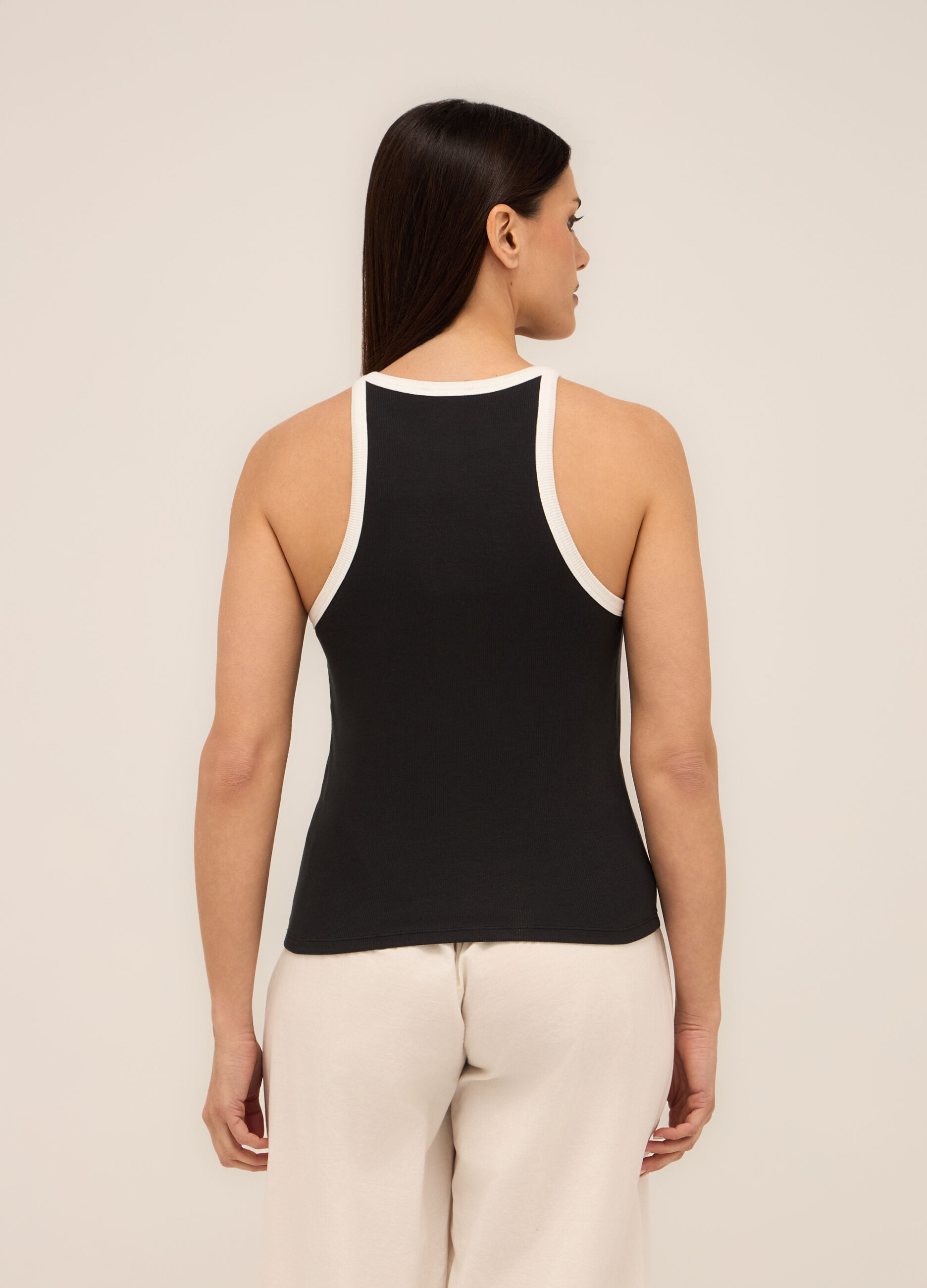 Canotta in costina di cotone stretch donna