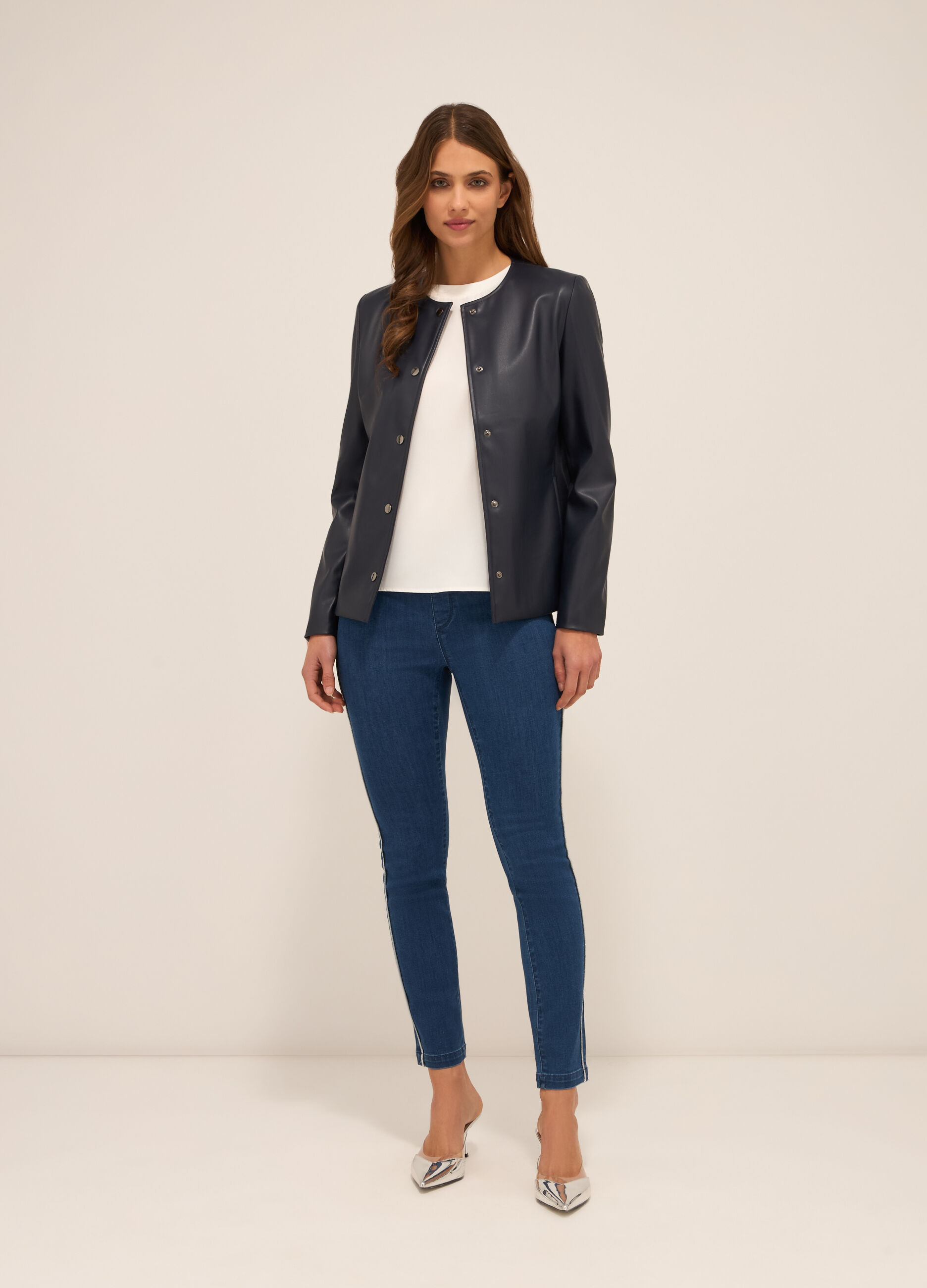 Jeggings in stretch denim di misto cotone donna_0