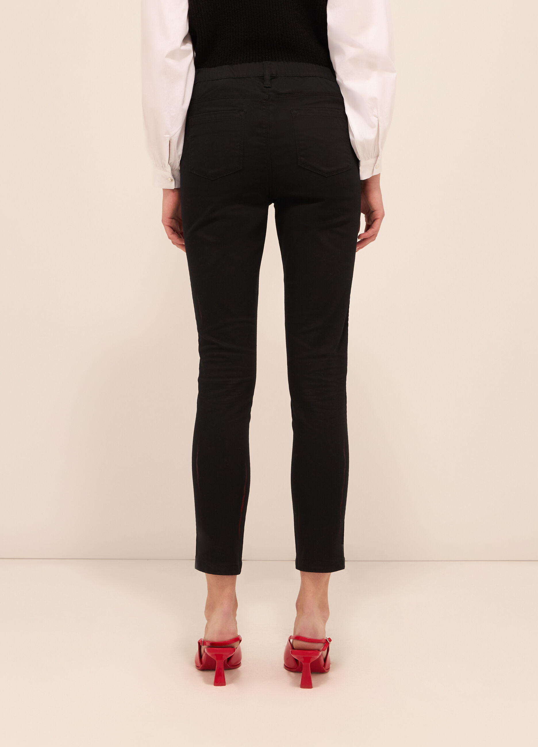 Jeggings in twill di misto cotone donna_1