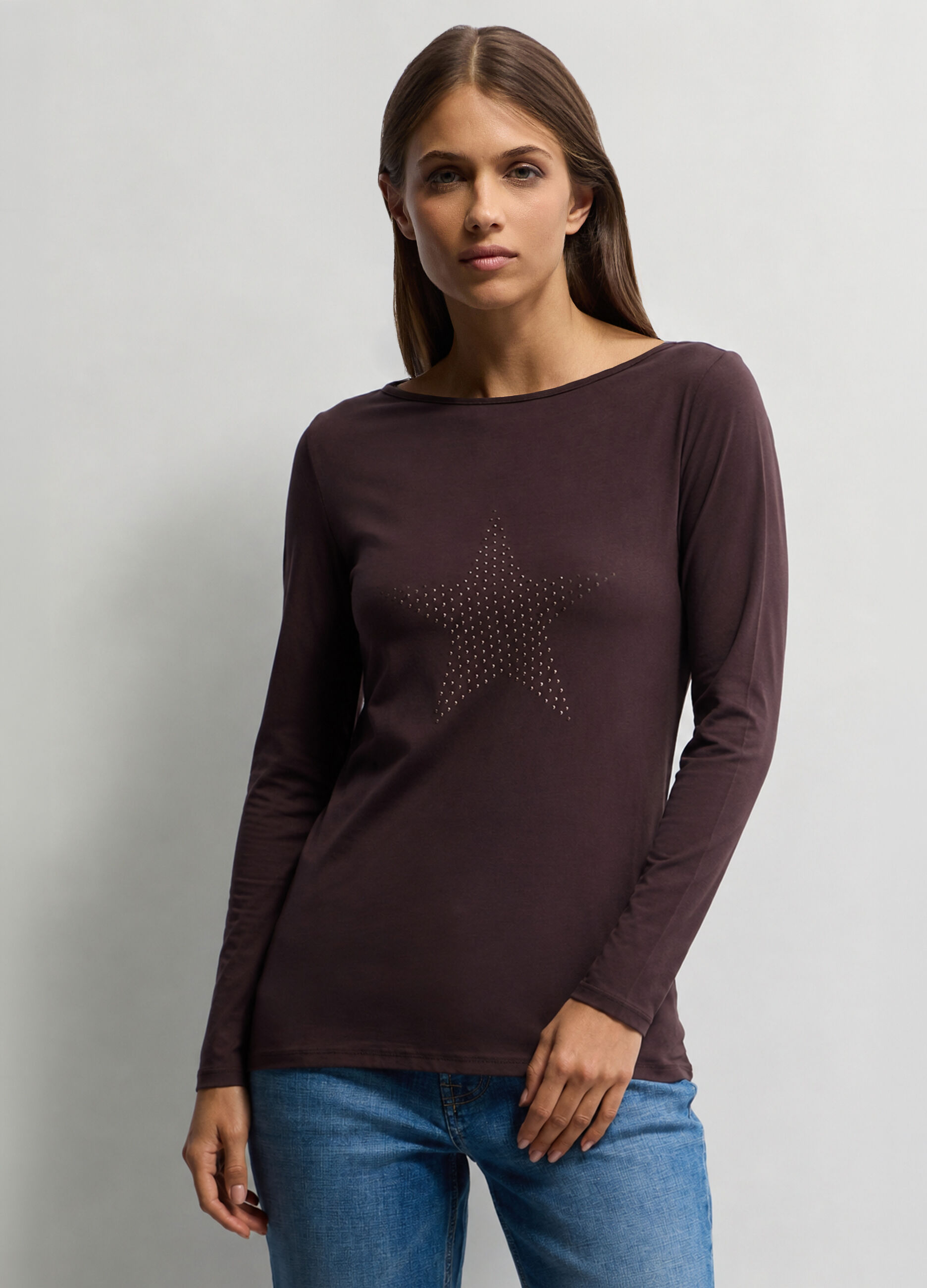 T-shirt con scollo a barchetta stretch donna_0