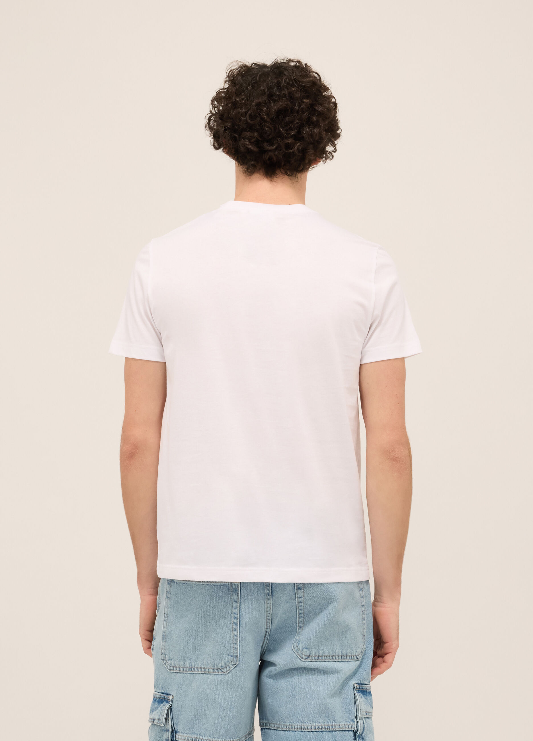 T-shirt girocollo in cotone con stampa uomo_1