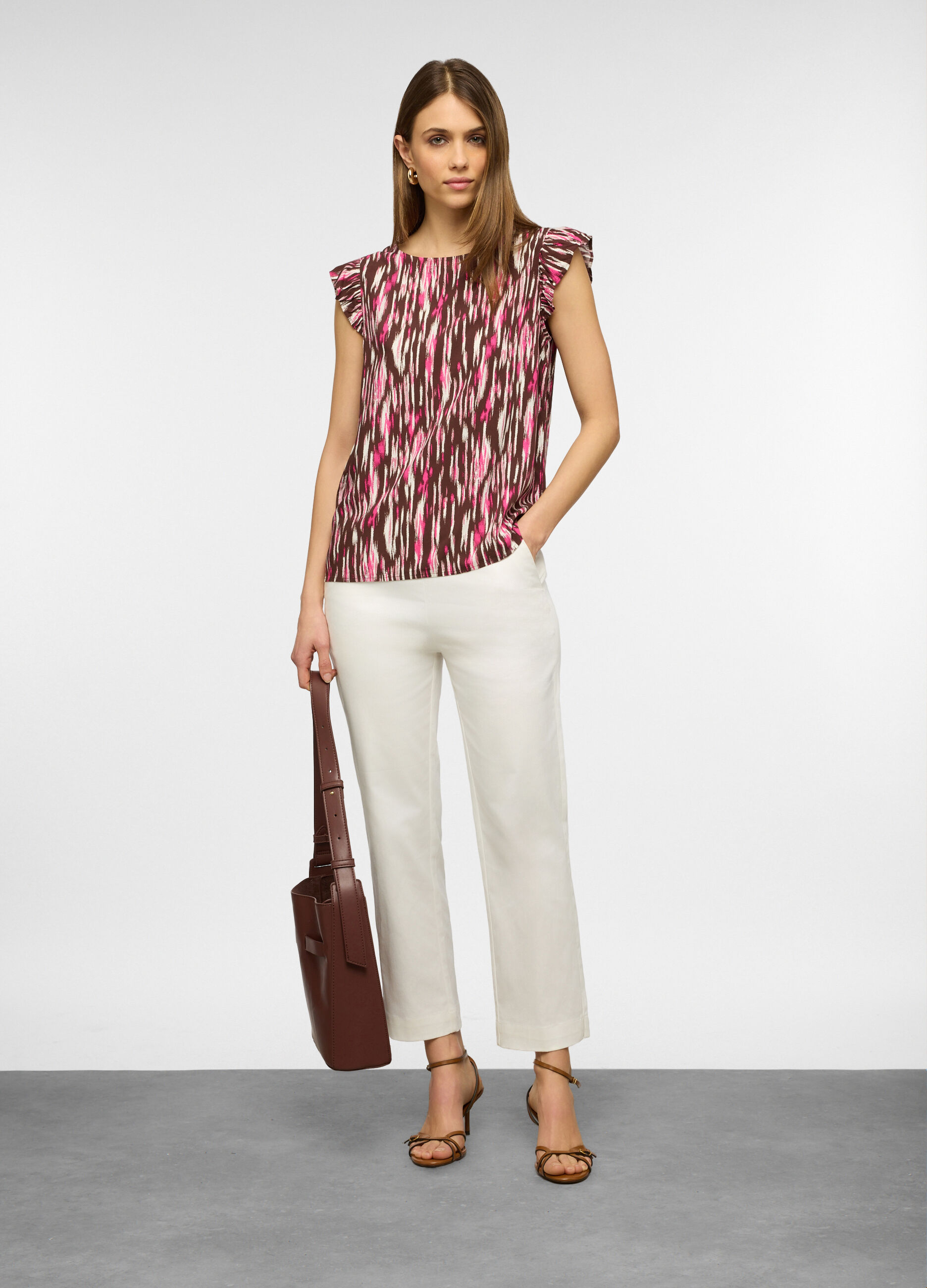 Blusa girocollo regular fit in pura viscosa donna_0