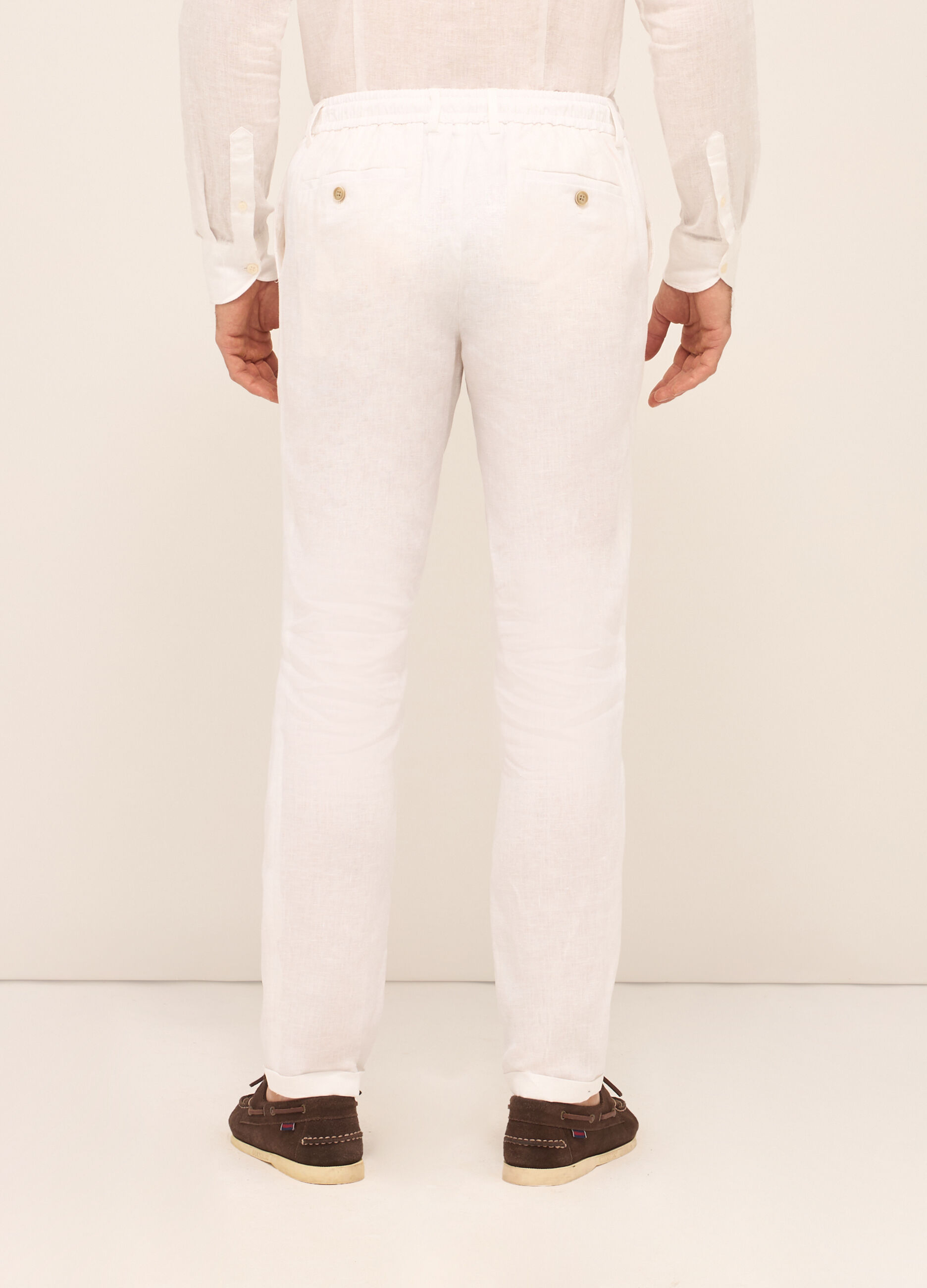 Pantaloni chino in puro lino uomo