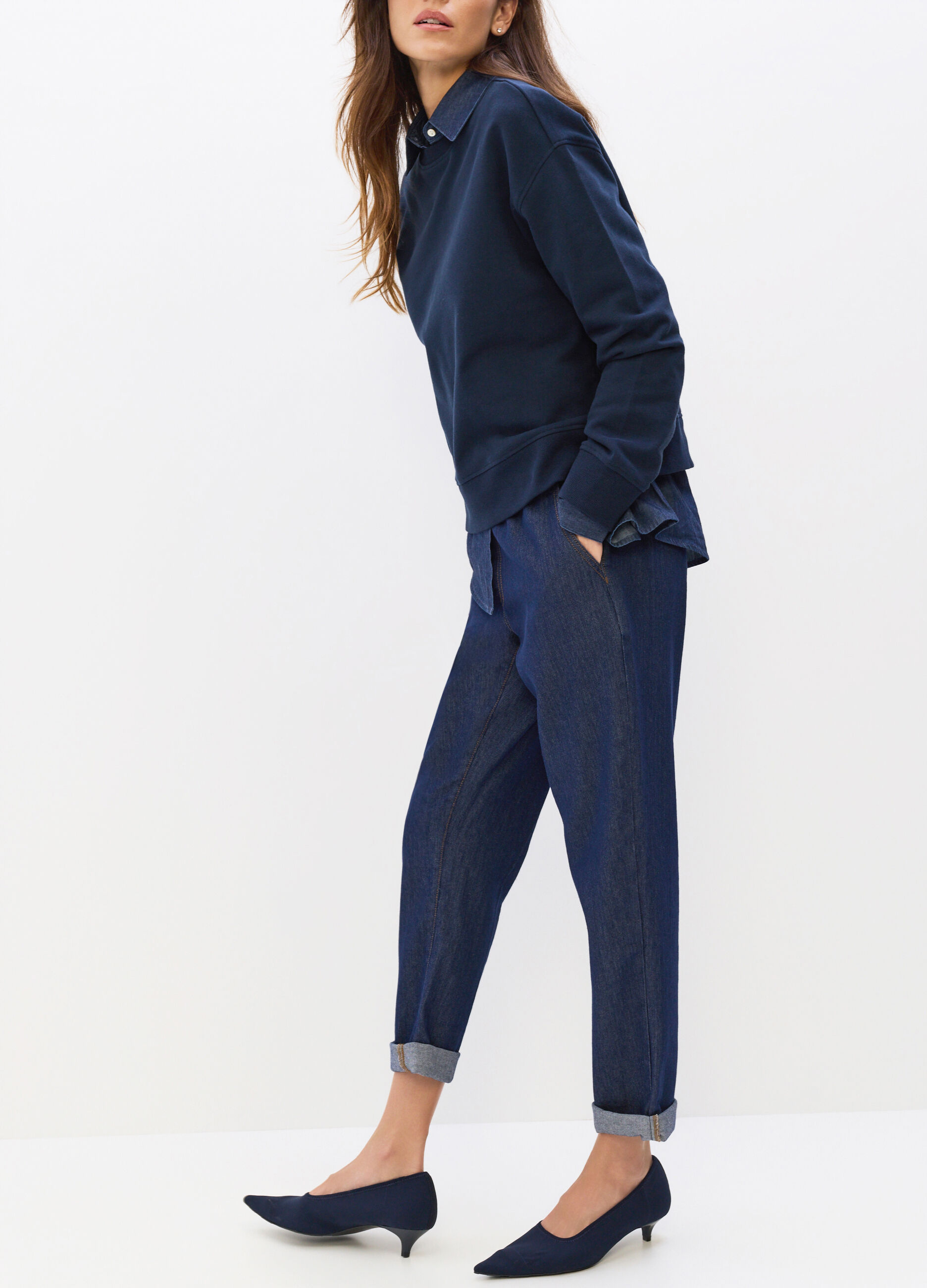Jogger Fit Regular in denim stretch misto cotone donna_3