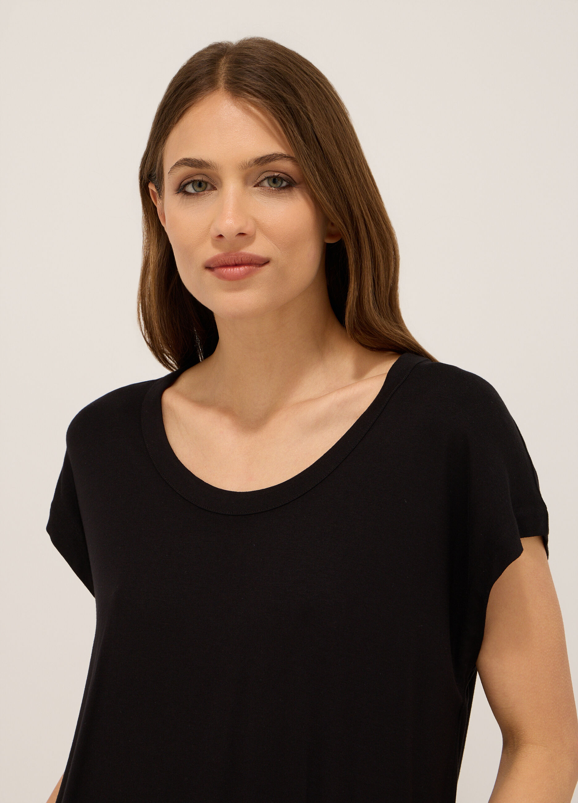 T-shirt in jersey di viscosa stretch donna_2
