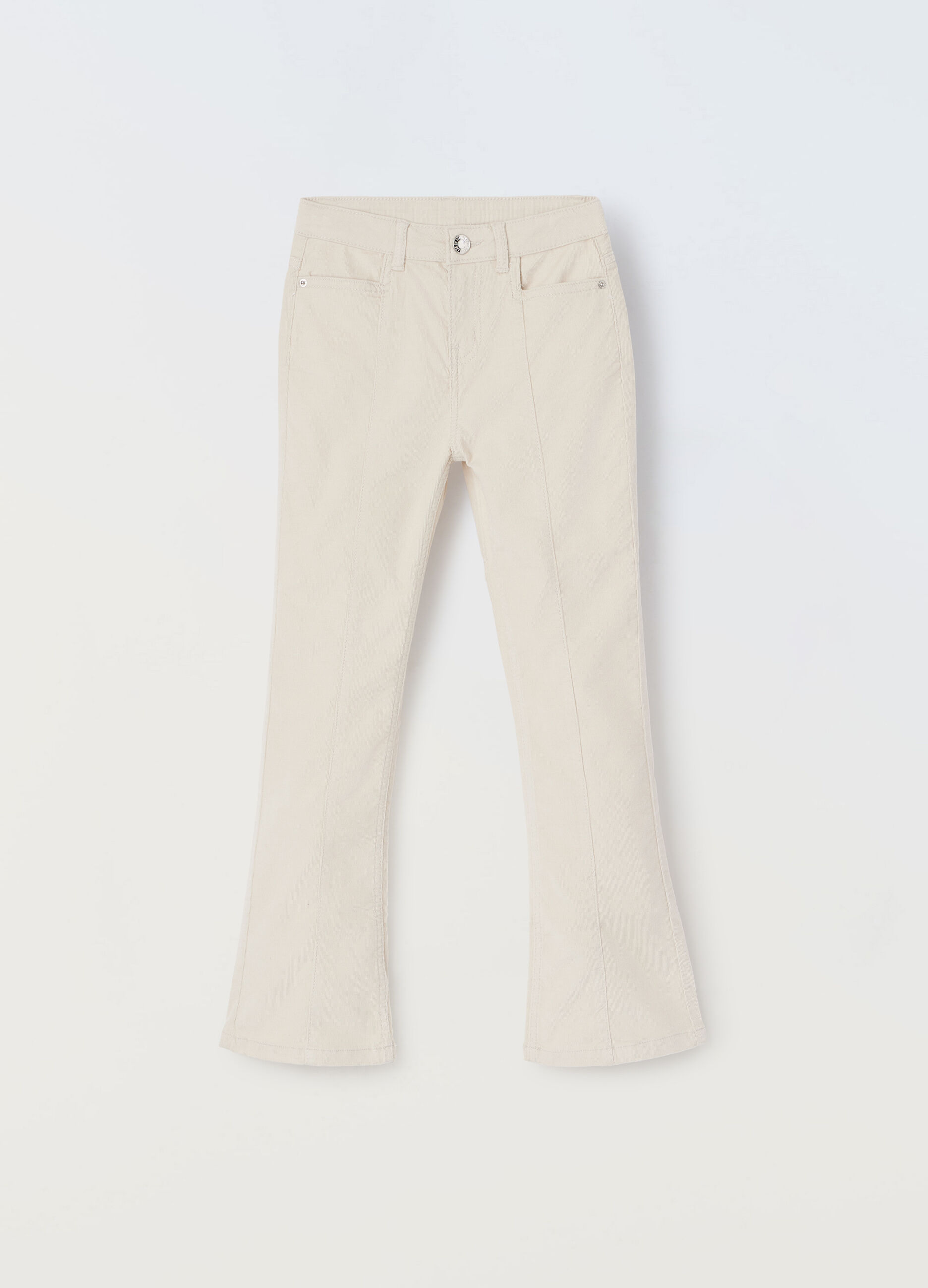 Pantaloni in costina di cotone stretch flare fit ragazza_0