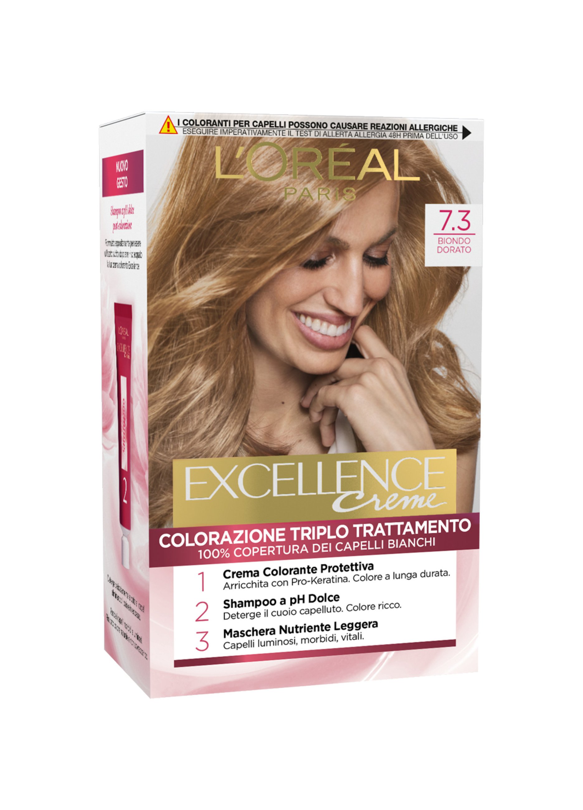 Excellence Donna 7.3 Biondo Dorato L'oréal Paris Tinta Capelli Copre I Capelli Bianchi, Colore Ricco, Luminoso E A Lunga Durata, Taglia: Fasul