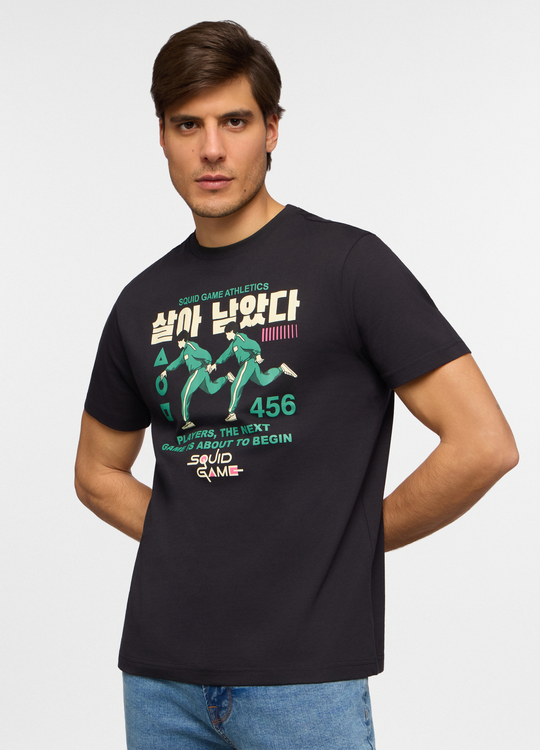 UPIM HB, T-shirt Girocollo Squid Game In Cotone Uomo, Nero, Taglia: M