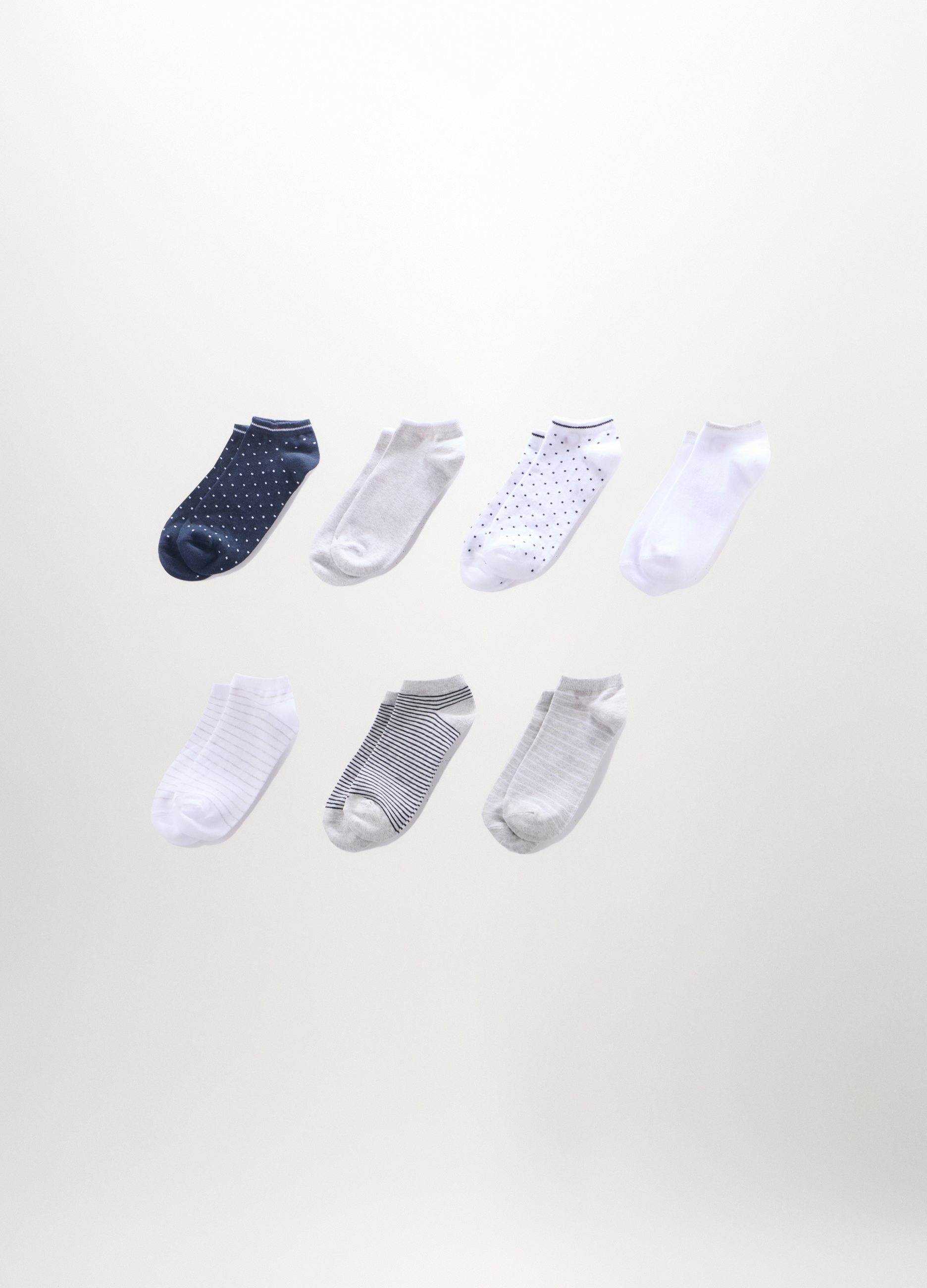 Upim, Pack 7 Calze Extra Corte Donna, Unisex, Bianco/Blu, Taglia: 35-37