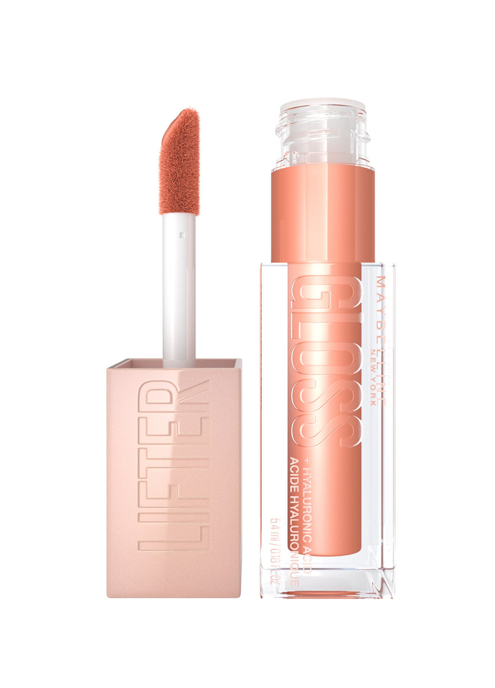 Maybelline , New York Lifter Gloss, Lucidalabbra Con Acido Ialuronico, Effetto Rimpolpante E Idratante, Amber (007), 5,4 Ml., Donna, Rosa corallo, Tag