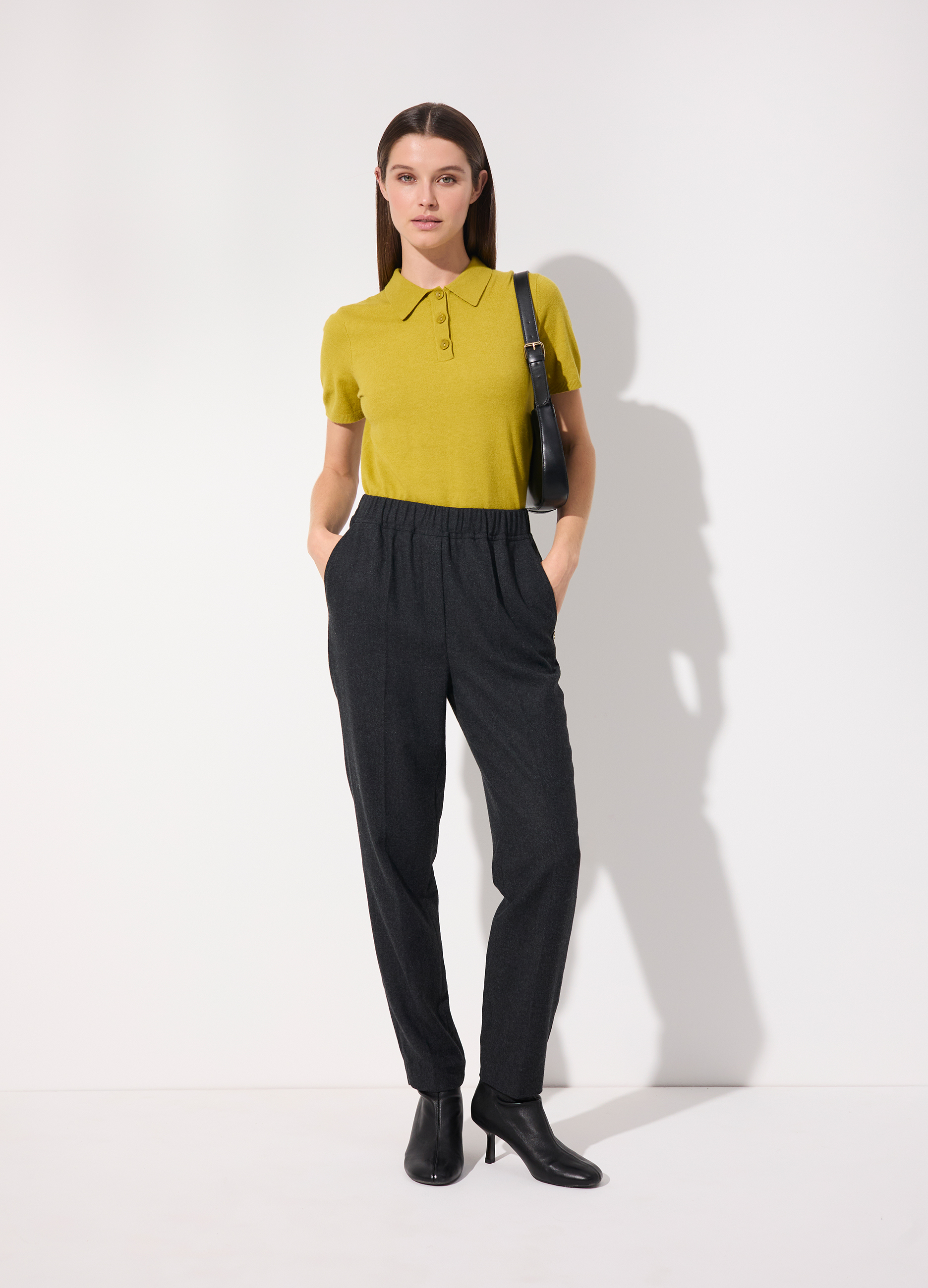 Image of Upim, Pantaloni In Misto Lana Con Vita Elasticata Donna, Unisex, Grigio scuro, Taglia: 38