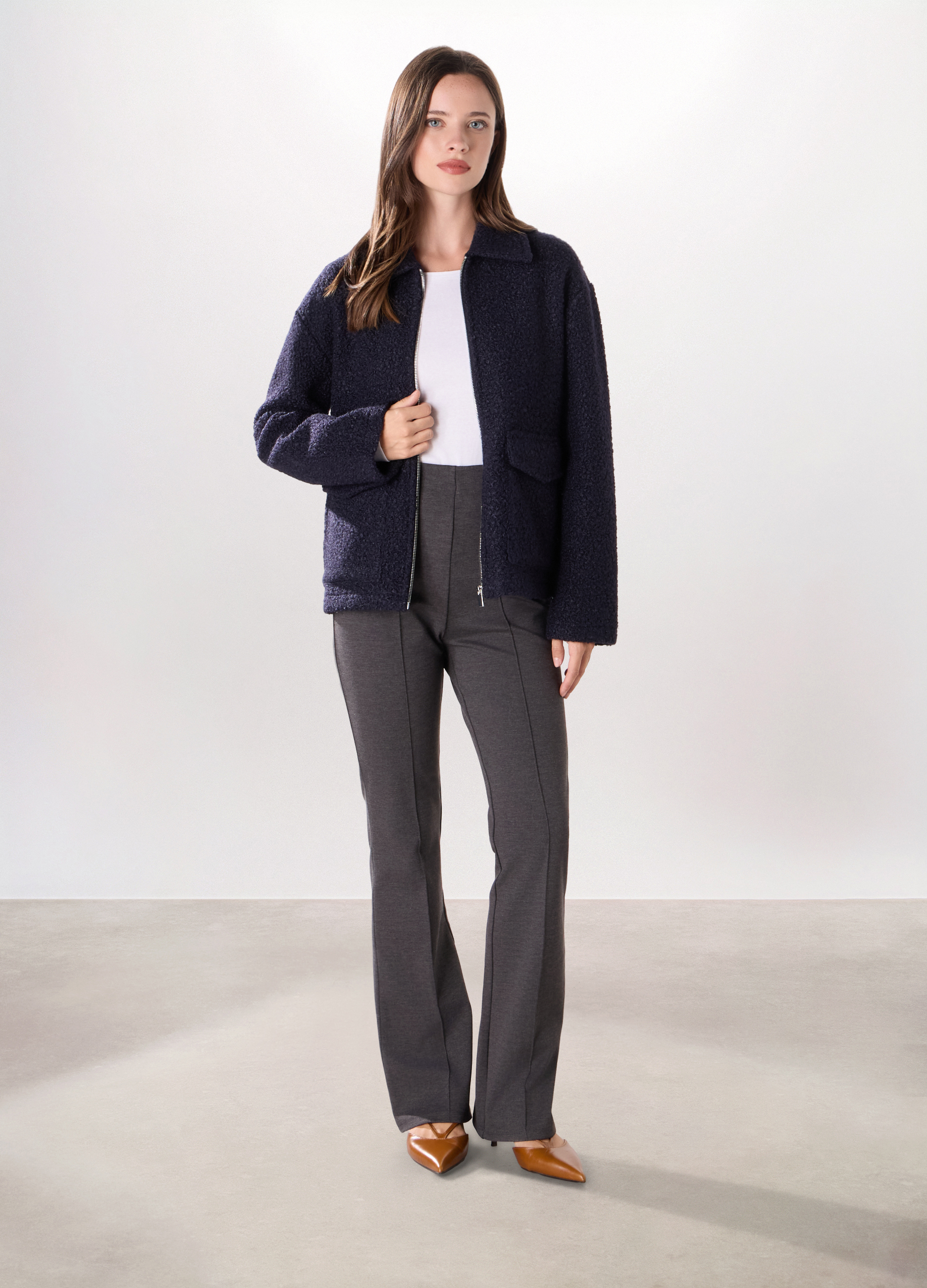 Upim , Cappotto Bouclé Donna, Blu Bluette, Taglia: L