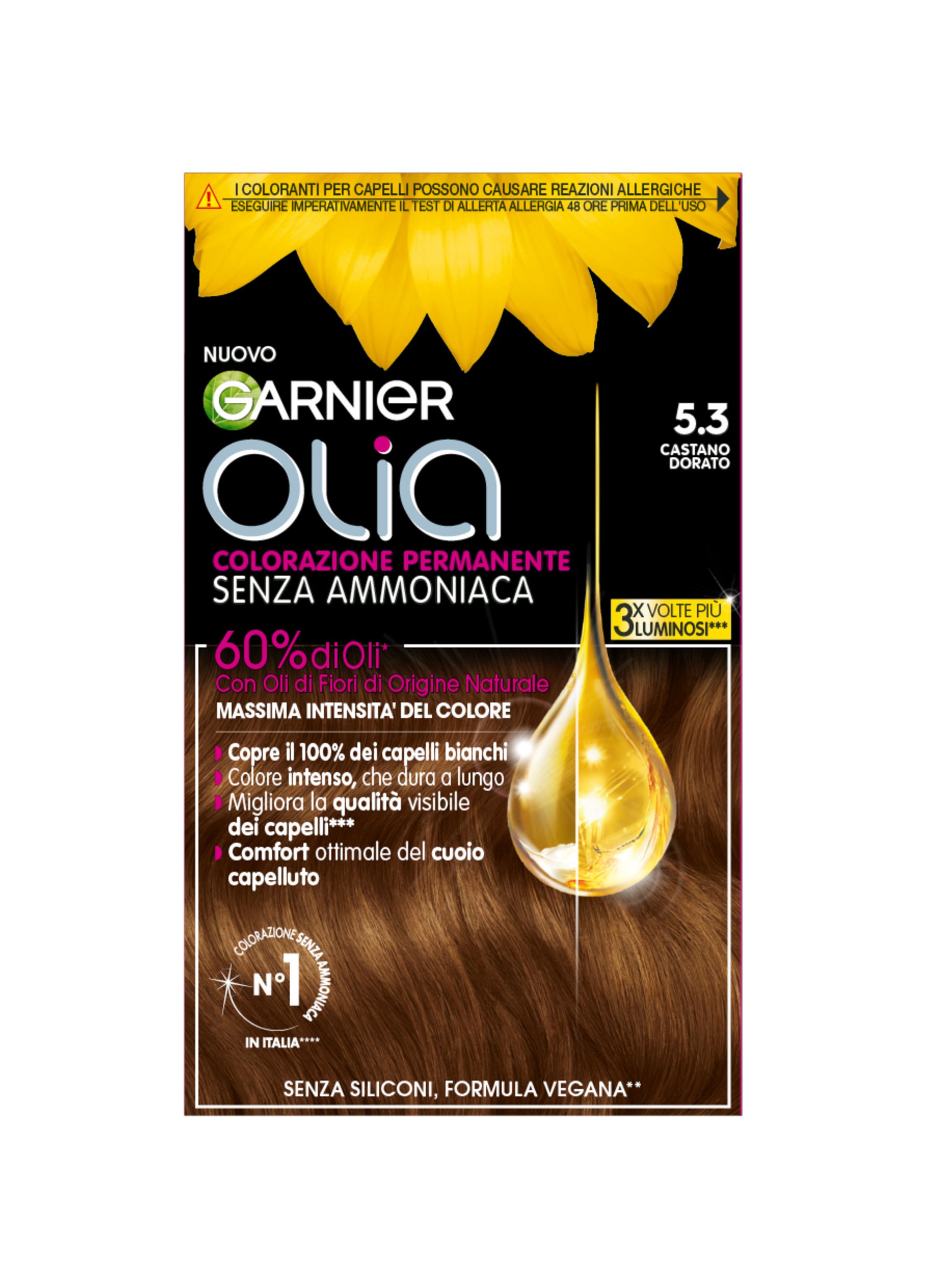OLIA' OLIA', Garnier Tinta Capelli Olia, Colorazione Permanente Senza Ammoniaca Per Una Fragranza Delicata, Copre Il 100% Dei Capelli Bianchi, Con Oli