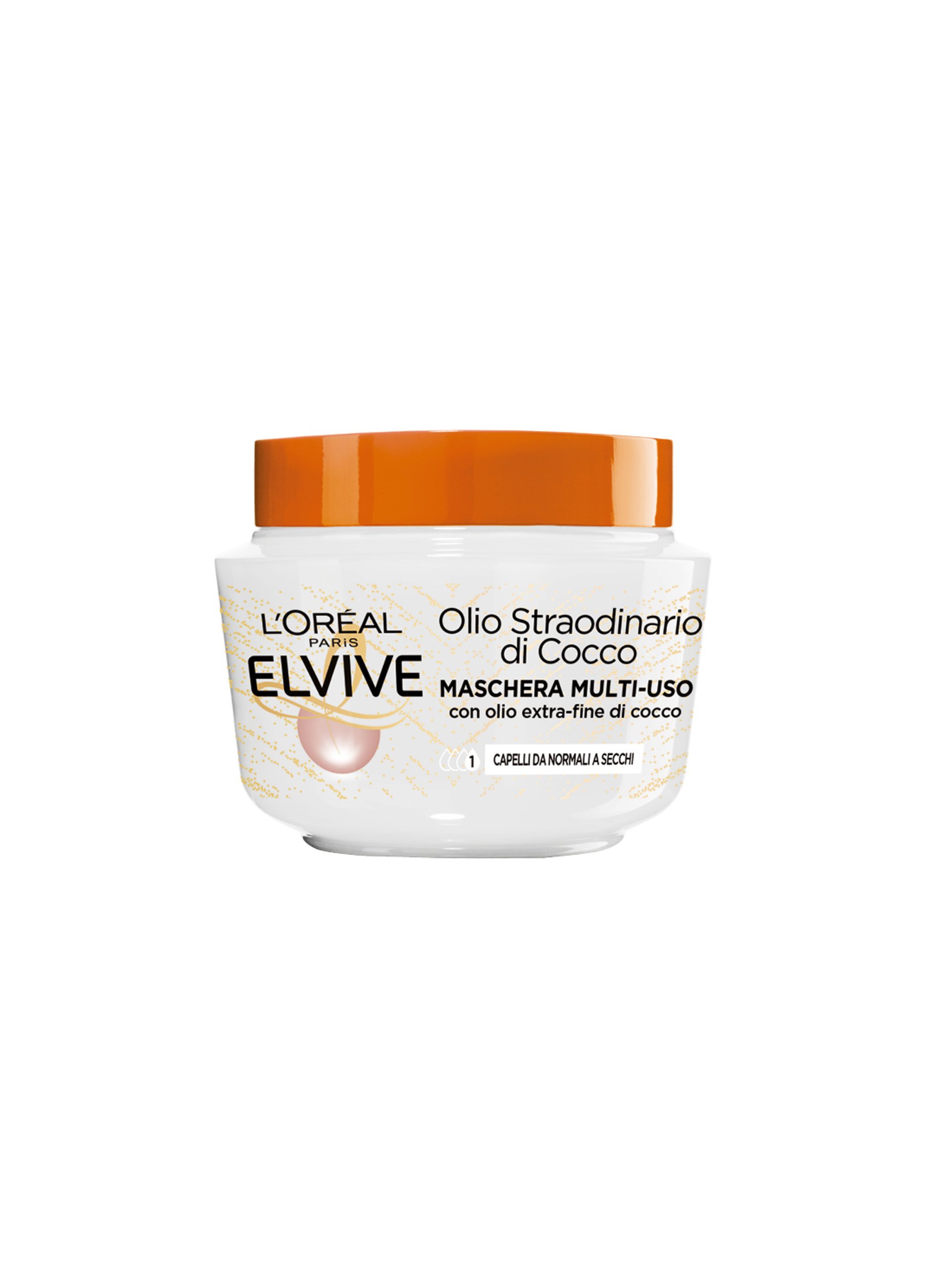 Image of ELVIVE, L'oréal Paris Maschera Capelli Elvive Olio Straordinario Cocco, Per Capelli Da Normali A Secchi, 300 Ml., Donna, Bianco, Taglia: FASUL