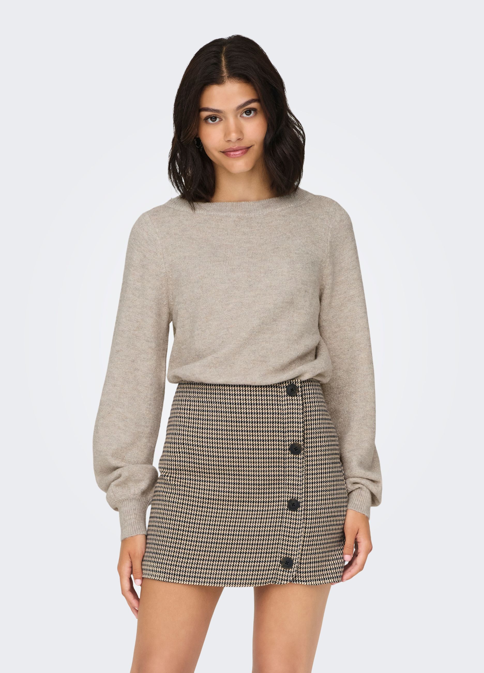 Jdy Donna Grigio Donne, Felpa + Maglione, Jdyrue Glitter L/S Boat Pullove Knt Noos, (S) - Immagine 3