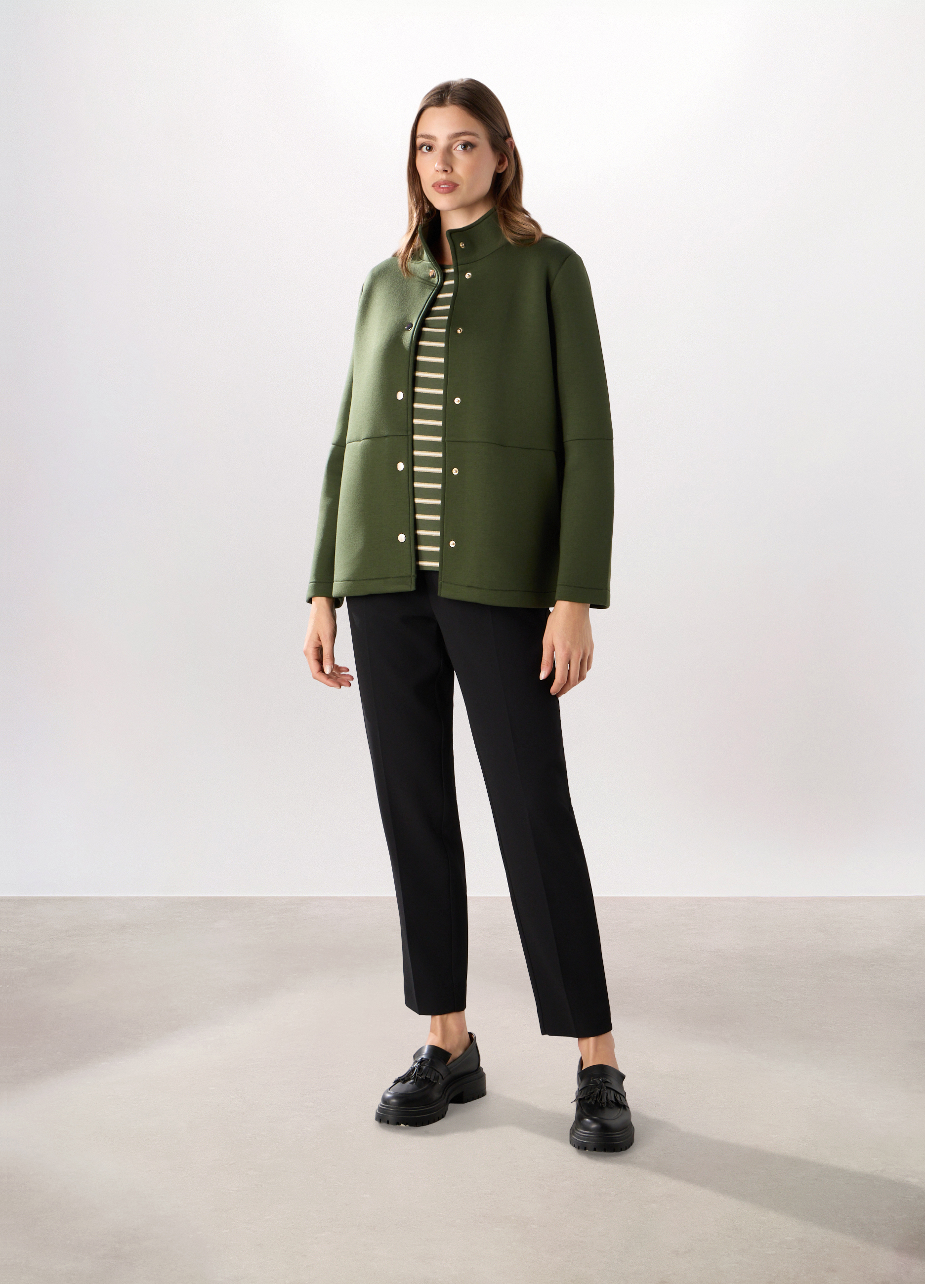 Upim, Cappotto Corto In Scuba A Collo Alto Donna, Verde militare, Taglia: XL