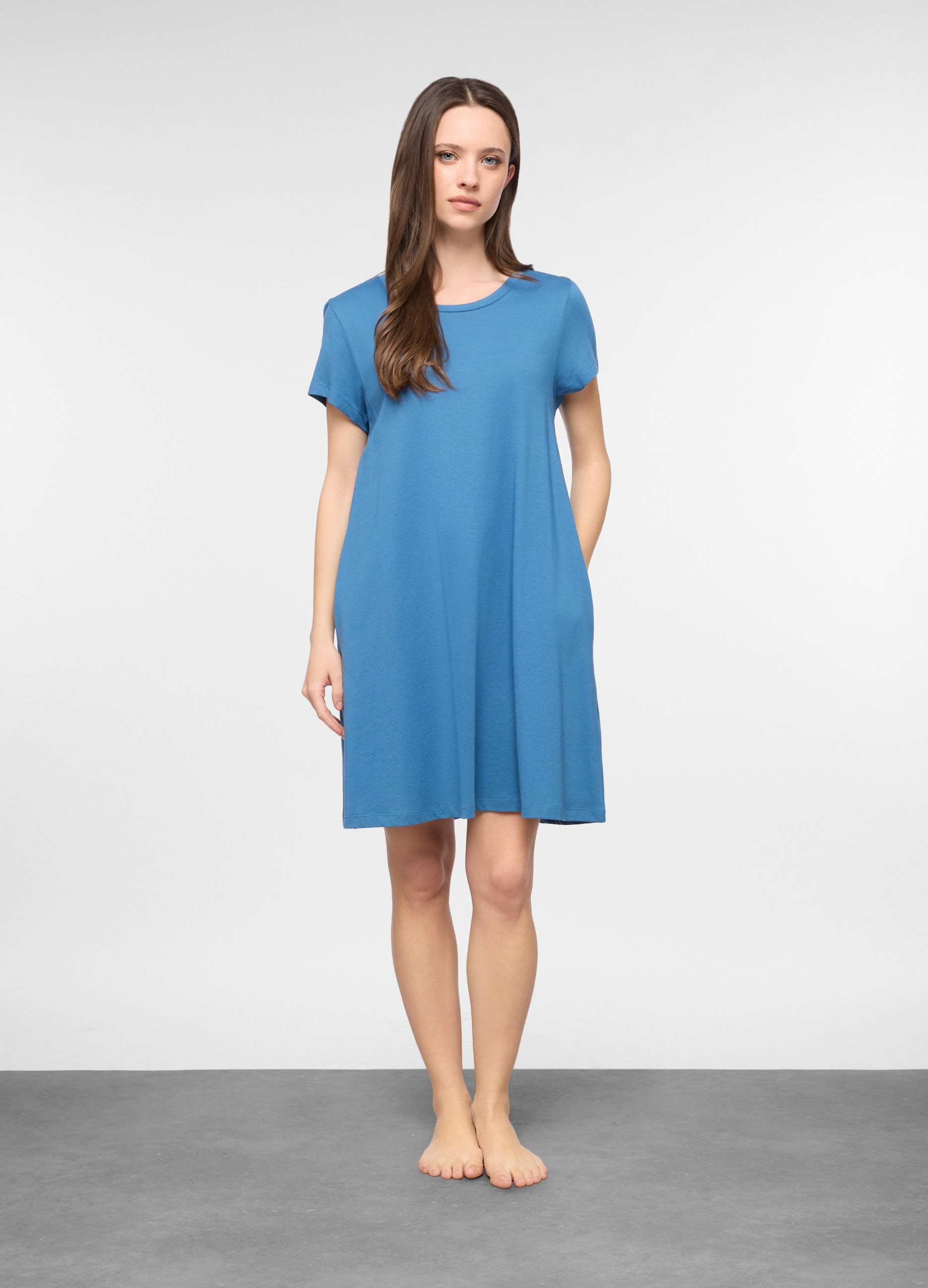 Upim, Camicia Da Notte In Jersey Di Puro Cotone Donna, Azzurro cielo, Taglia: XXL