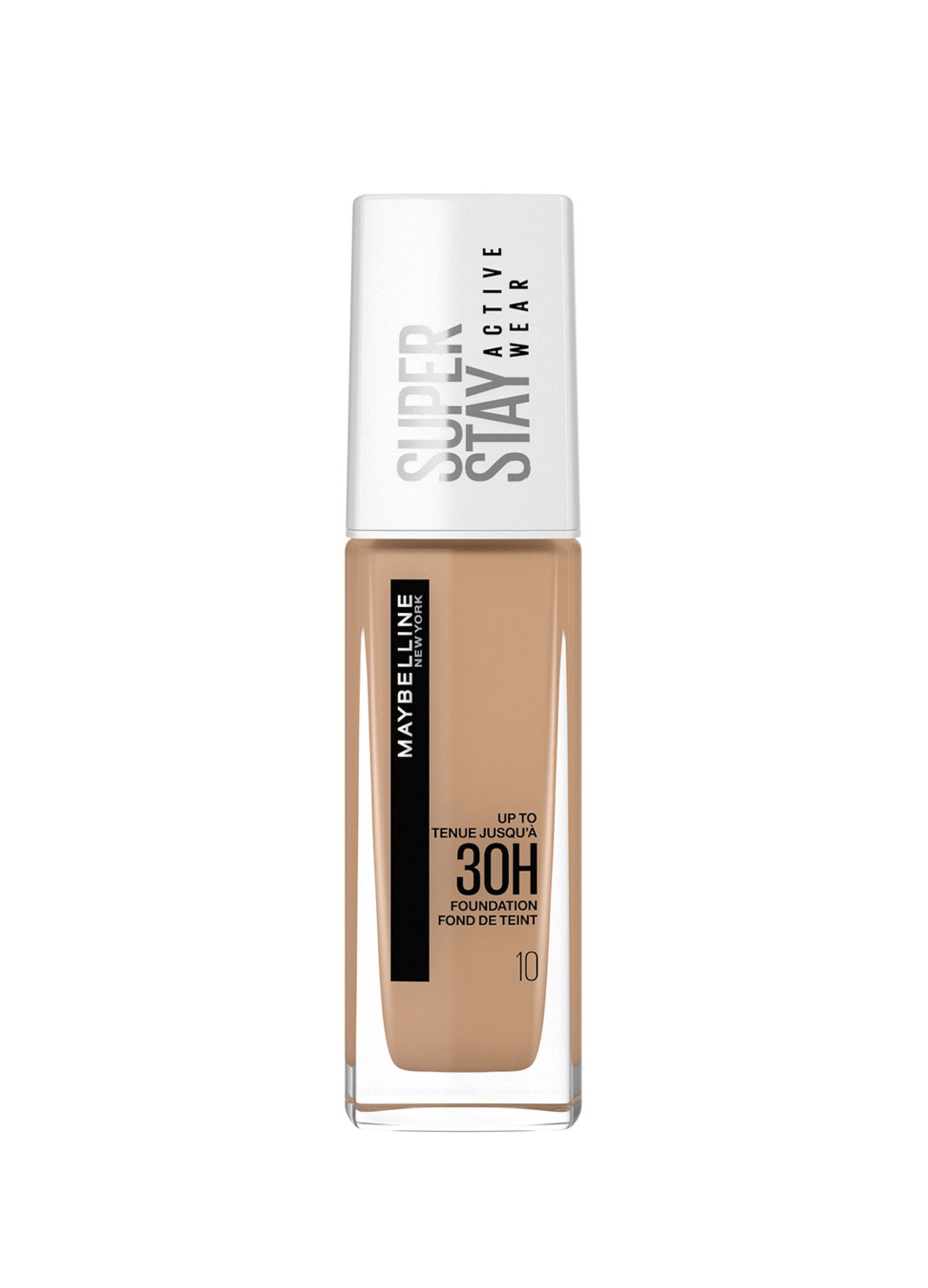 Maybelline , New York Fondotinta Liquido Superstay 30h Active Wear, Alta Coprenza E Lunghissima Tenuta Senza Effetto Maschera, Ivory (10), 30 Ml., Don