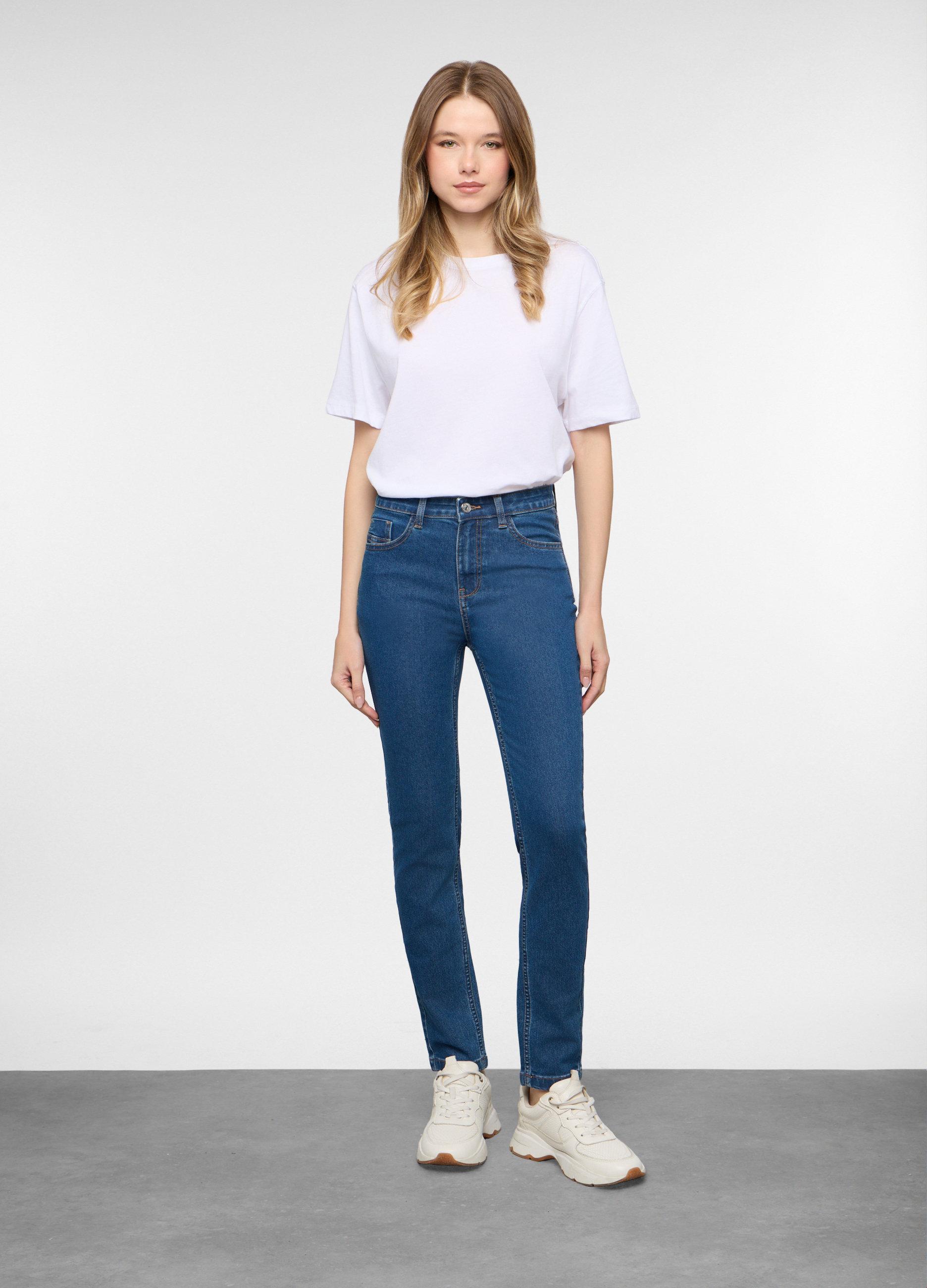 Upim, 5 Tasche Fit Slim In Denim Stretch Donna, Blu, Taglia: 50